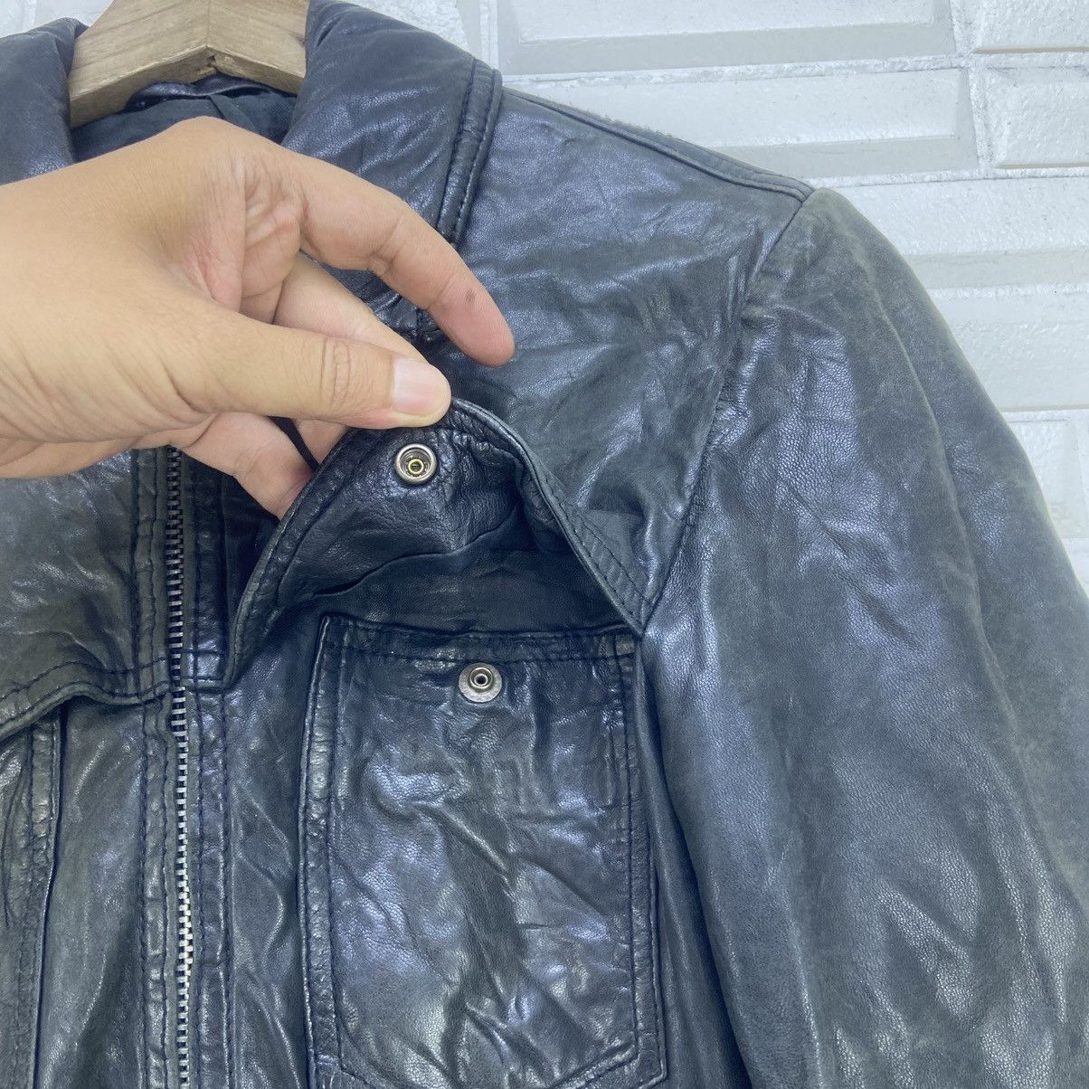Ships Jet Blue Japanese Brand Ships Jet Blue Sheepskin Leather Jacket Size US XS / EU 42 / 0 - 18 Thumbnail