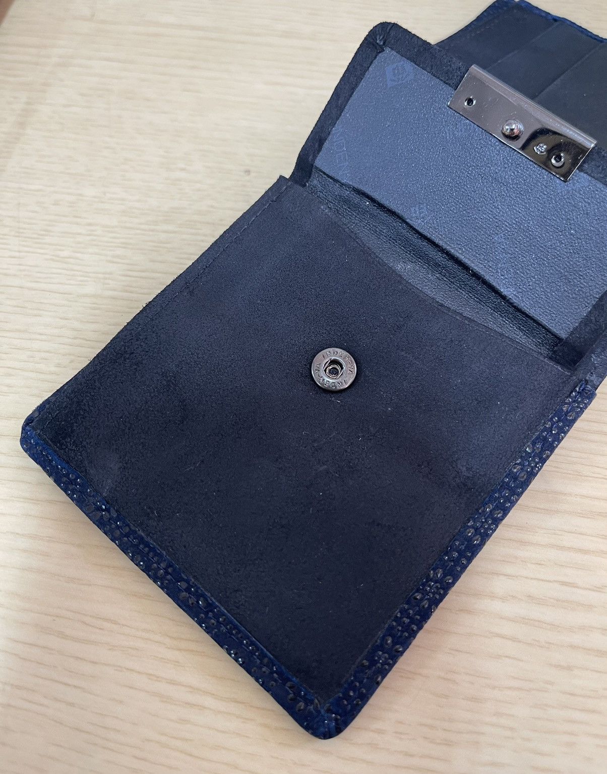 Genuine Leather × Japanese Brand Inden Ya Leather Wallet Bifold Deer Skin Indigo Size ONE SIZE - 4 Thumbnail