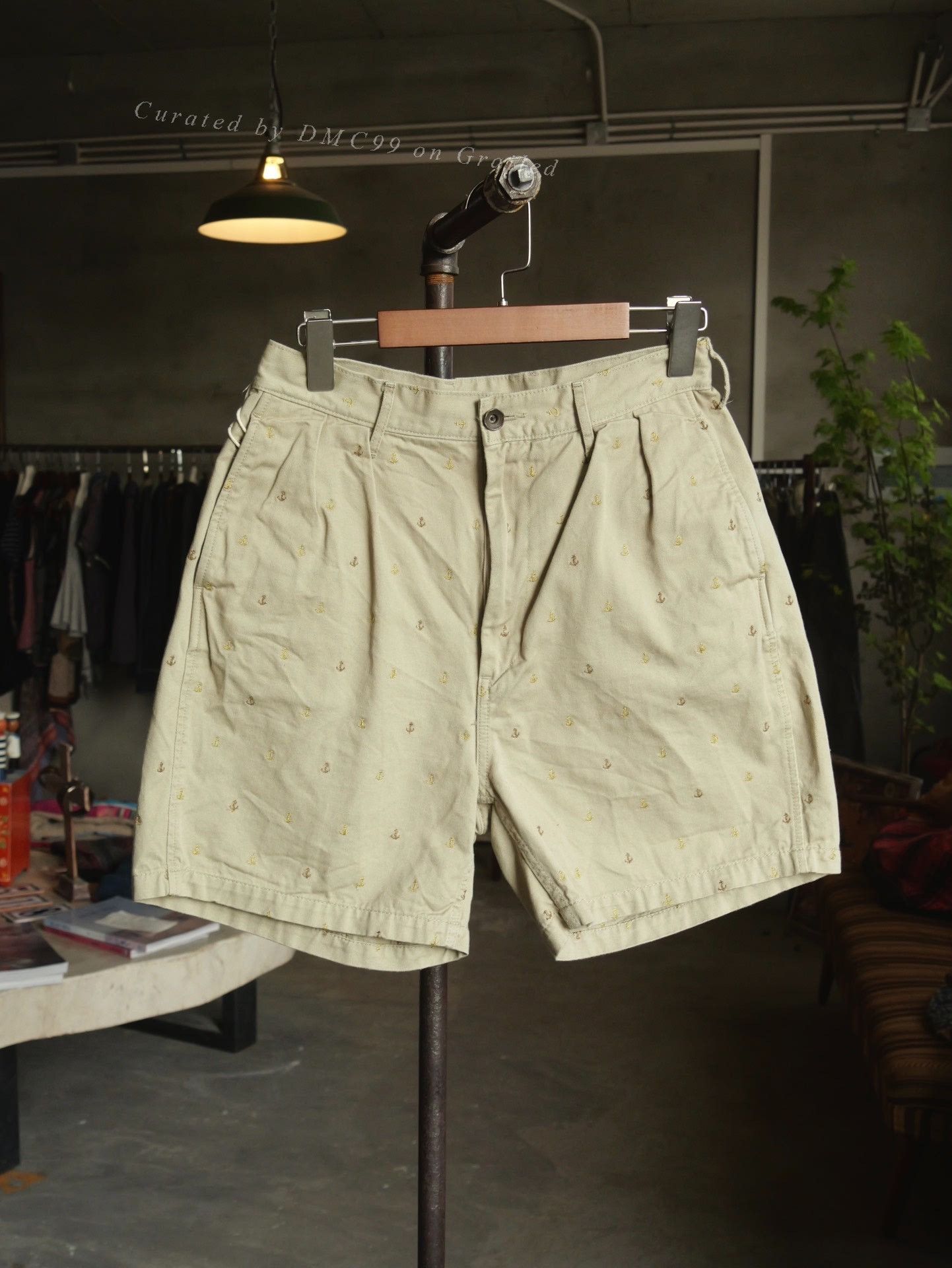 Kapital Kapital Khaki Anchor Embroidered Shorts Size US 26 / EU 42 - 1 Thumbnail