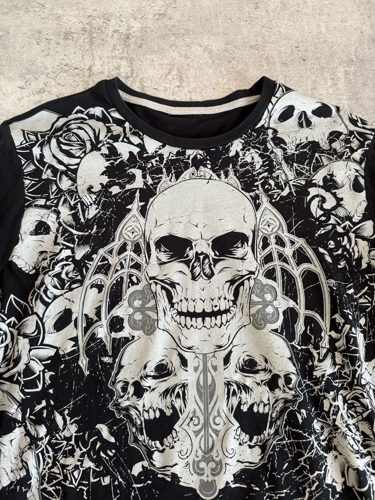 Affliction × Japanese Brand × Vintage Affliction Vintage Longsleeve Skulls Black Boxy Y2K Goth Size US M / EU 48-50 / 2 - 3 Thumbnail