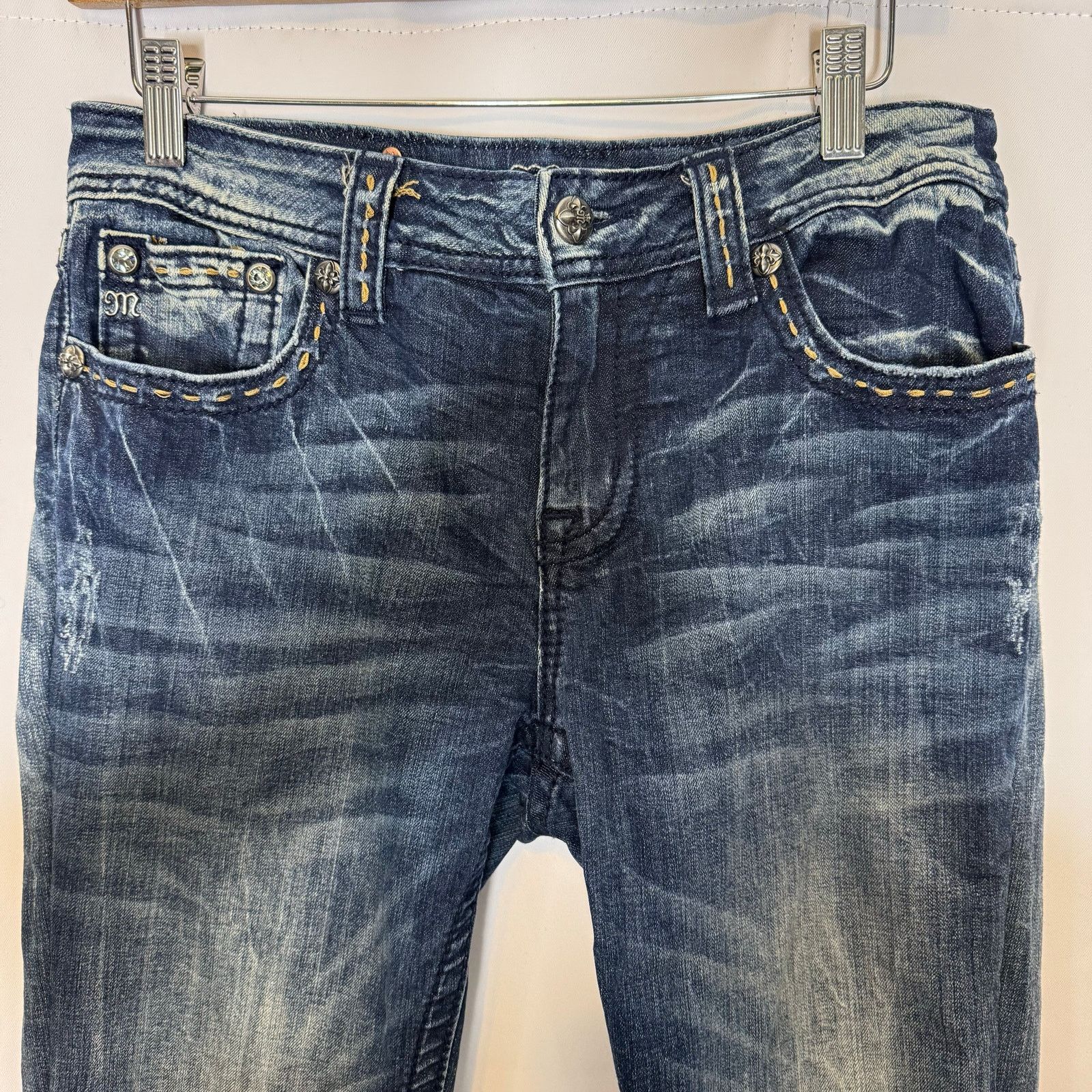 Miss Me Miss Me Mid Rise Bootcut Jeans 31 Embellished Flap Pockets Size 32" / US 10 / IT 46 - 5 Thumbnail