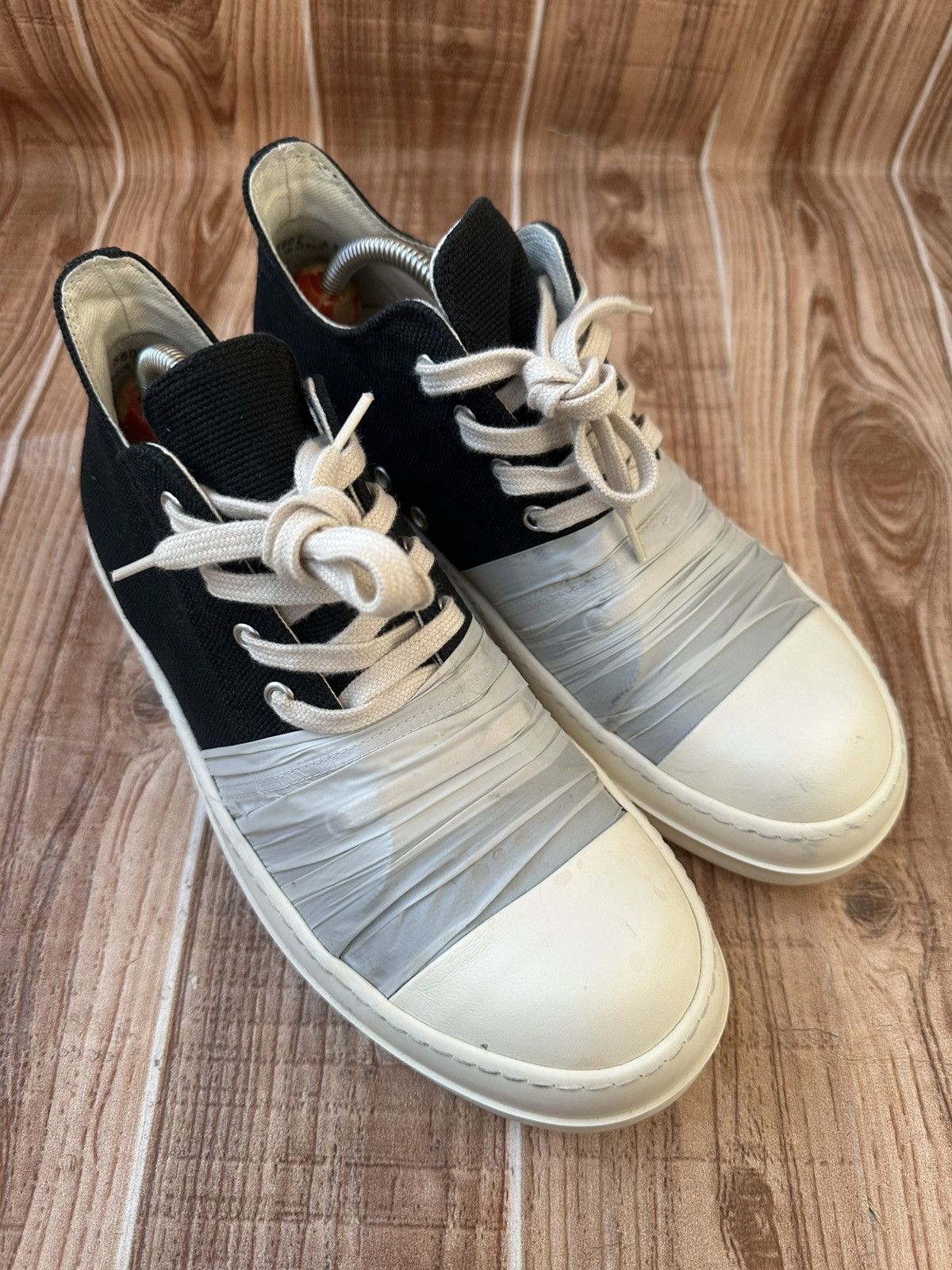 Rick Owens Drkshdw Rick Owens Hustler Wrapped Ramones Black Milk Lowtops Size US 8.5 / EU 41-42 - 1 Thumbnail