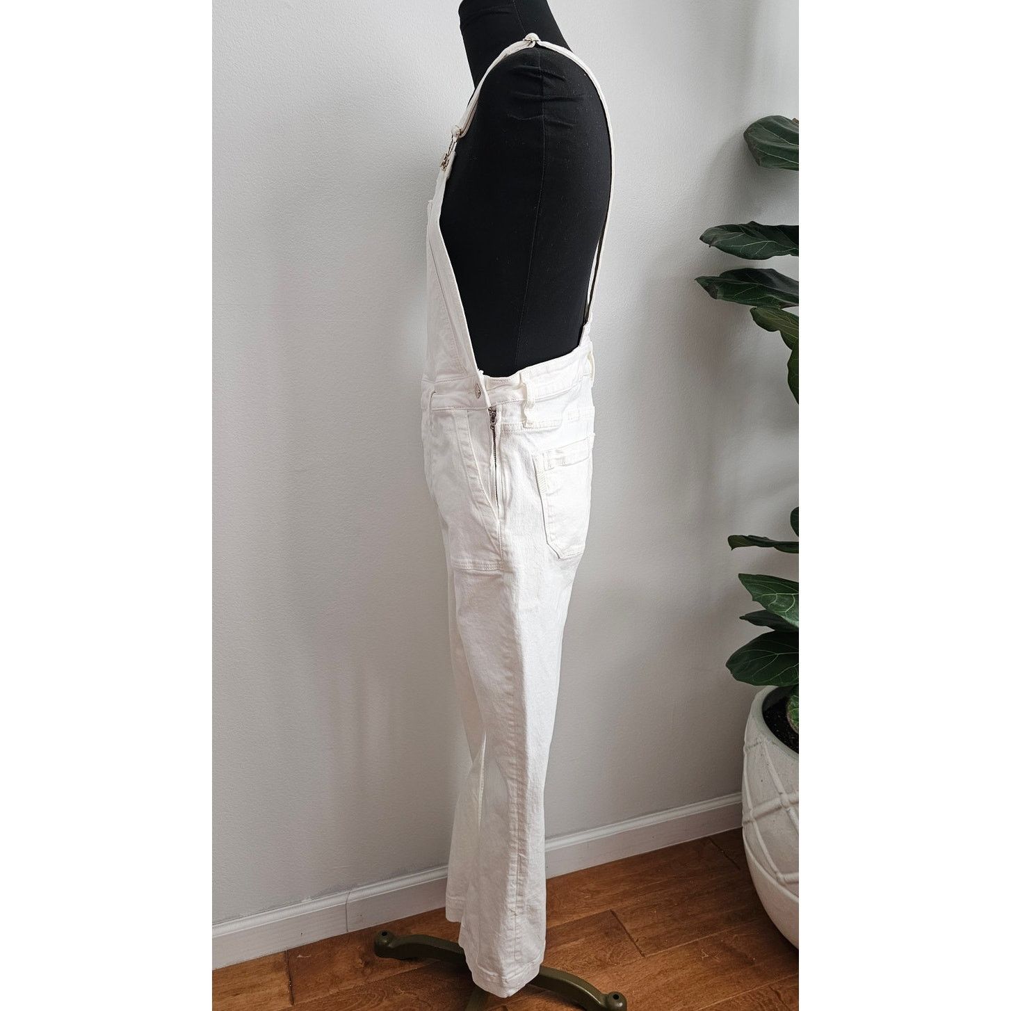 Paige PAIGE Claudine Denim Overalls Blank Canvas Ankle Flare 29 Size 29" - 4 Thumbnail