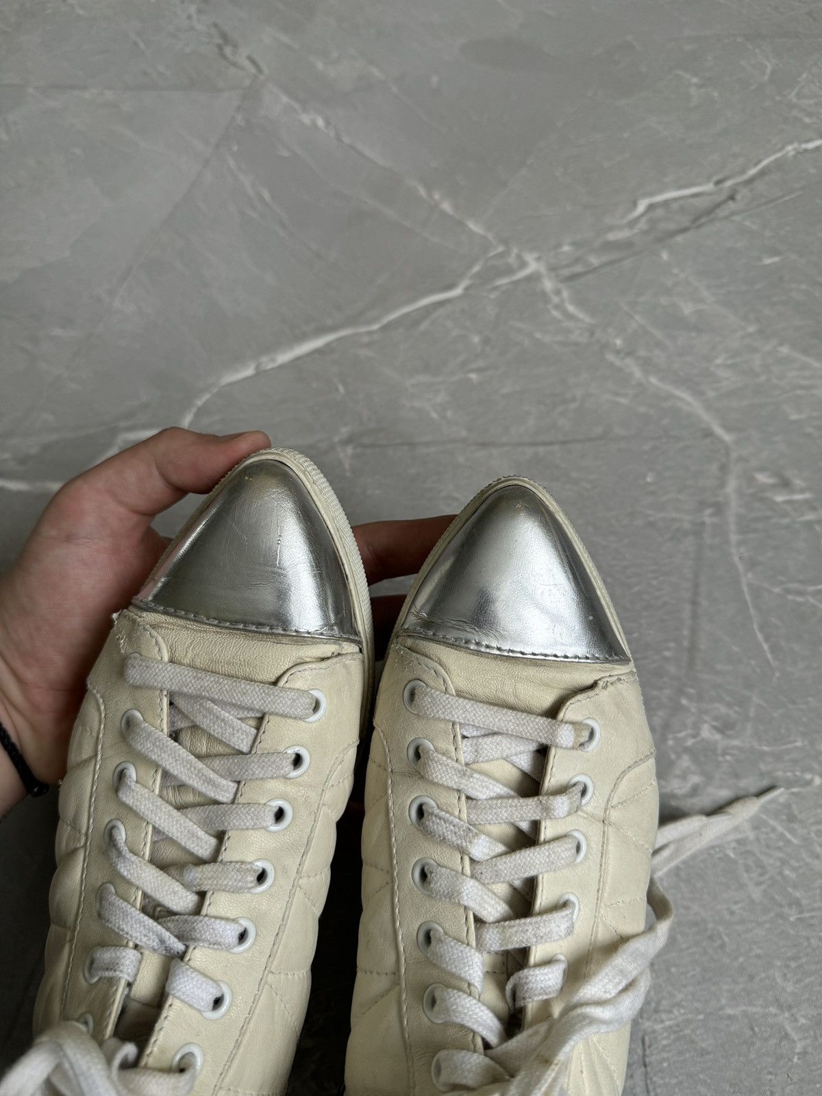 Miu Miu Miu Miu Hi Tip Sneakers Pointed Toe Leather Distressed Size US 6.5 / IT 36.5 - 24 Thumbnail