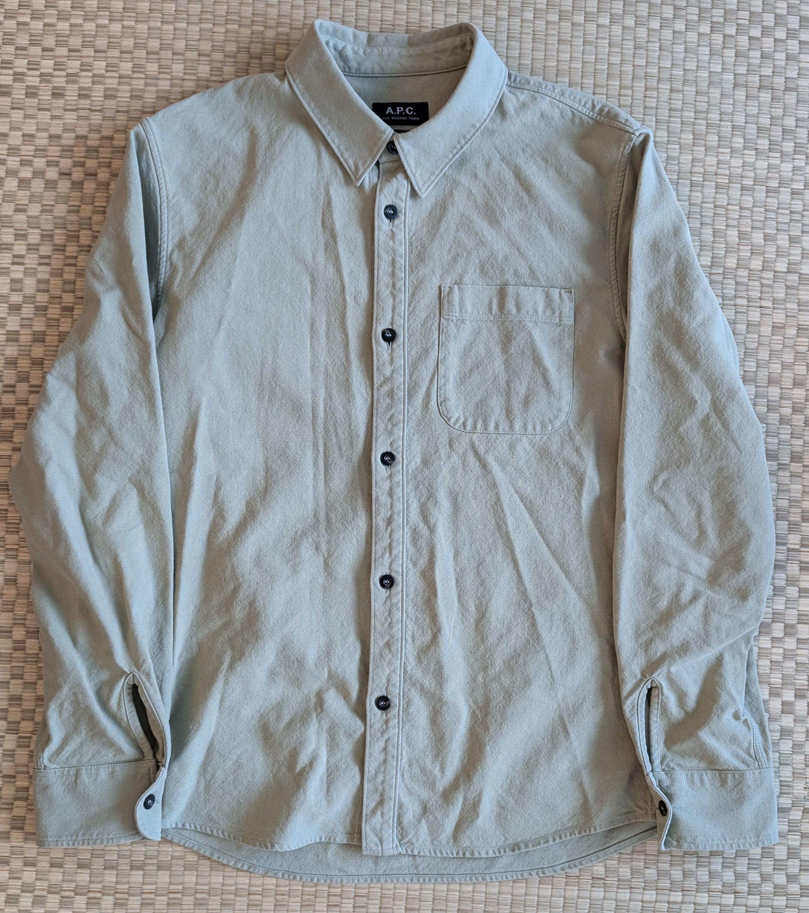 A.P.C. A.P.C. Cotton Linen Overshirt Deep Khaki Made in Tunisia Size US S / EU 44-46 / 1 - 1 Thumbnail
