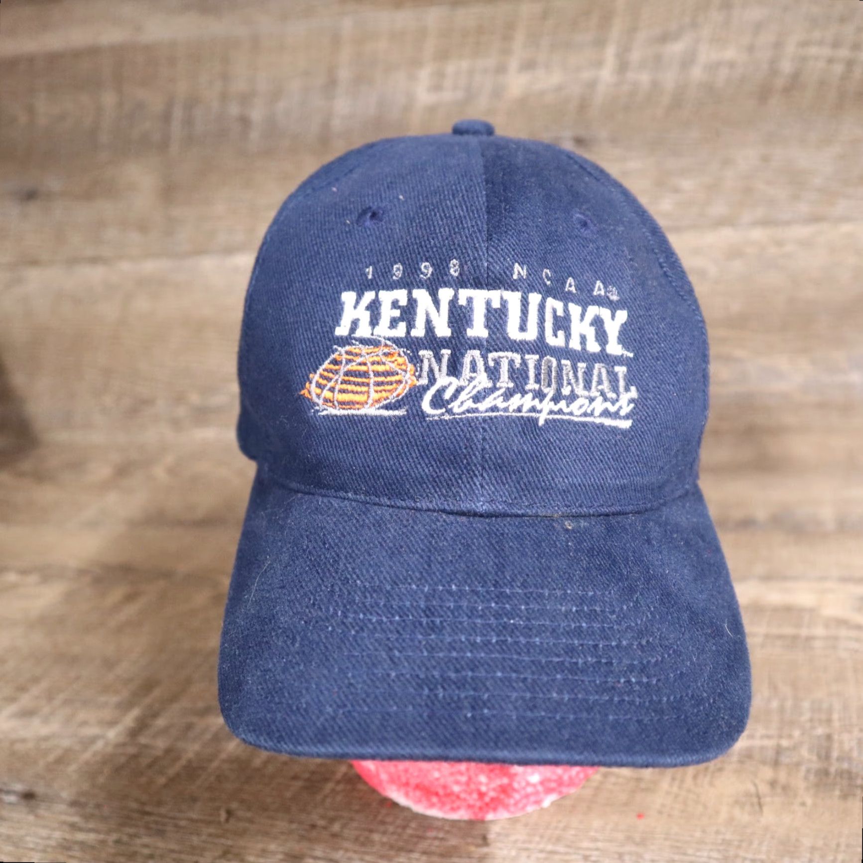NCAA VINTAGE University Kentucky UK 1998 NCAA National Champions Basketball Cap Hat Blue Men's Adjustable Cotton Canvas Hat Size ONE SIZE - 2 Thumbnail