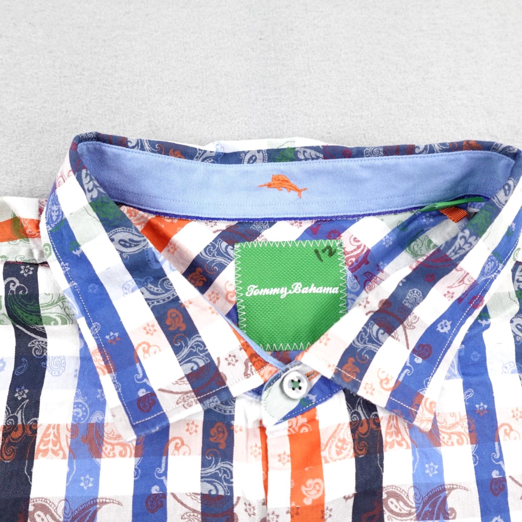 Tommy Bahama Tommy Bahama Shirt Mens 2XL Blue Orange White Gingham Plaid Paisley Button Up Size US XXL / EU 58 / 5 - 2 Thumbnail