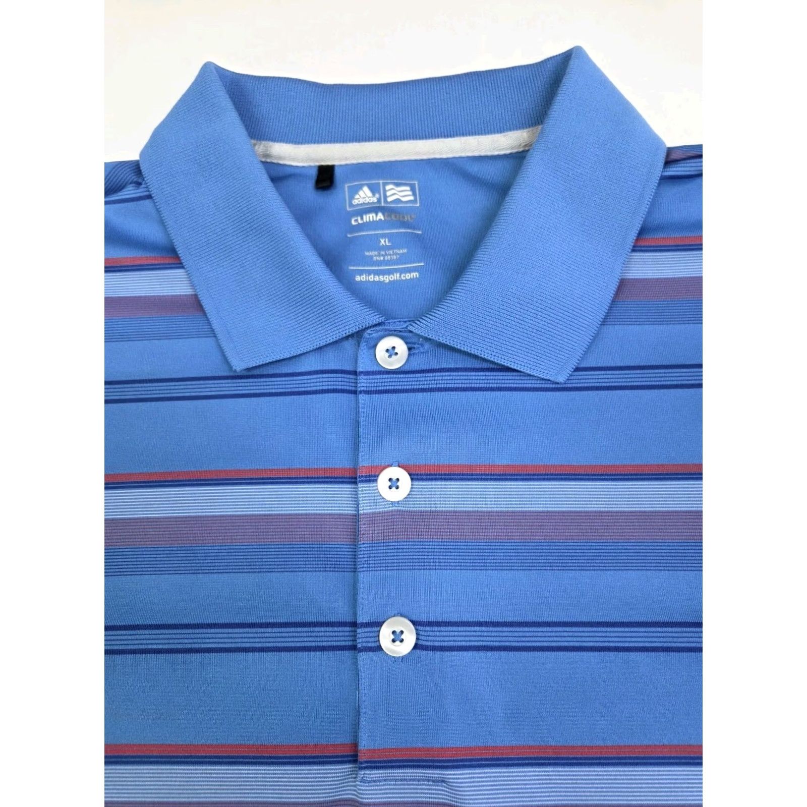 Adidas Adidas Golf Polo Shirt Mens ClimaCool Blue Striped Short Sleeve XL Size US XL / EU 56 / 4 - 2 Thumbnail