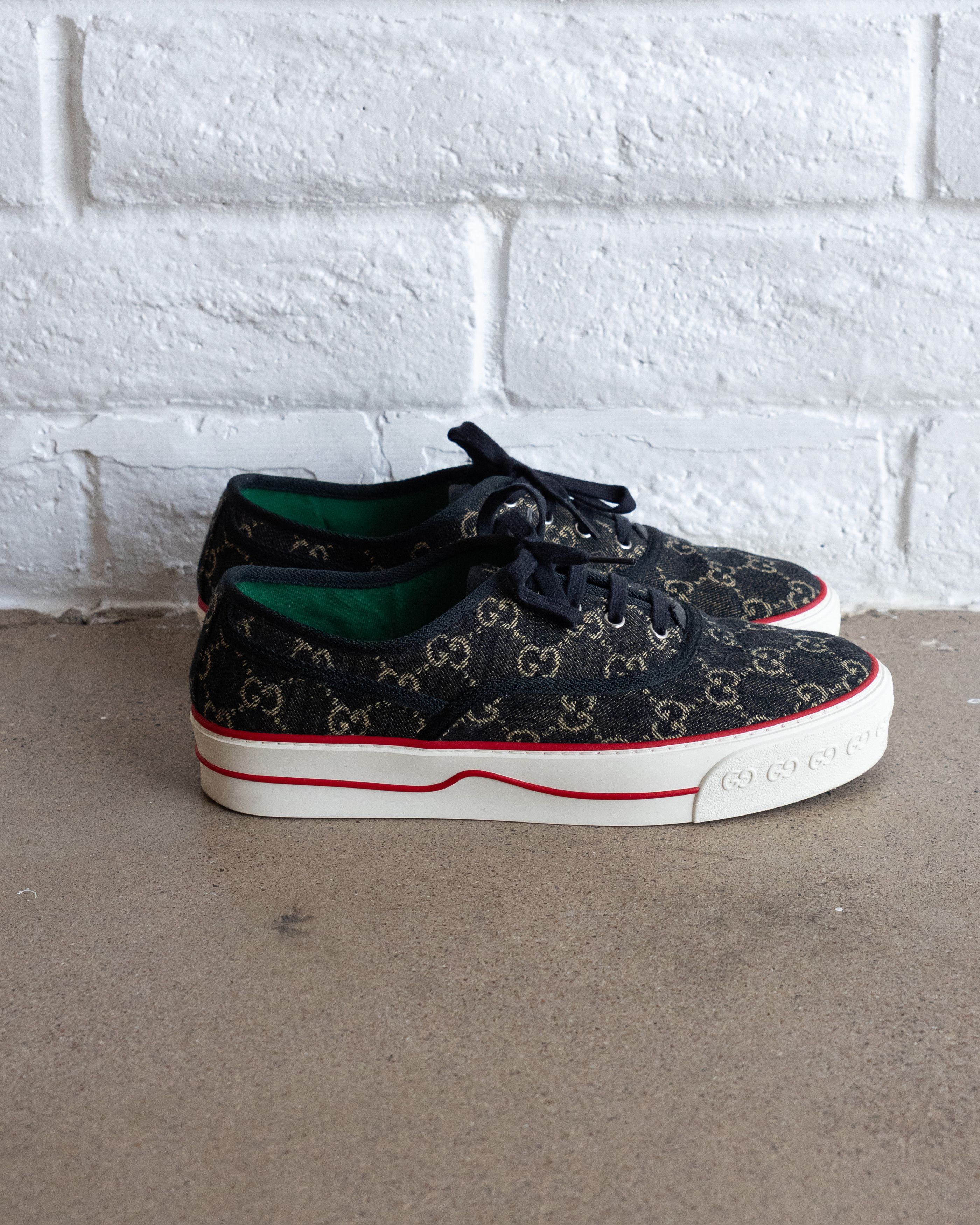 Gucci Gucci Tennis 1977 Sneaker Canvas GG Monogram Black Denim 9.5 Size US 9.5 / EU 42-43 - 3 Thumbnail