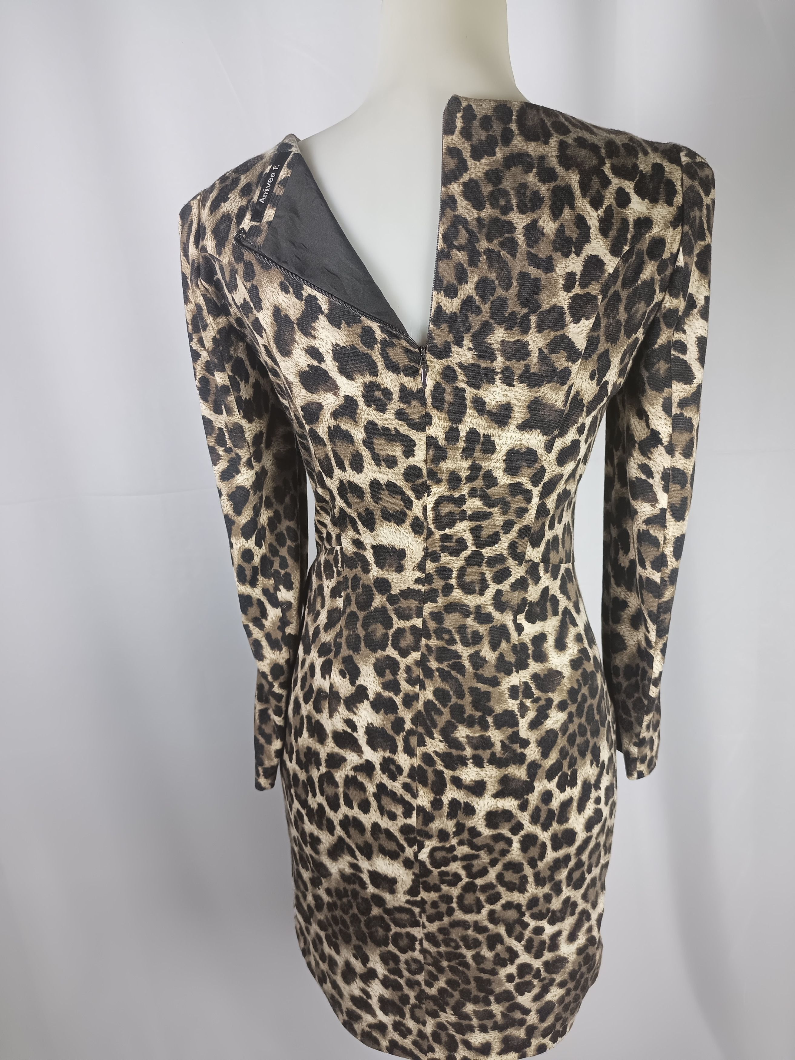Vintage Anivee f. Women's Dress Leopard Print Back Zipper Bodycon Size S / US 4 / IT 40 - 6 Thumbnail