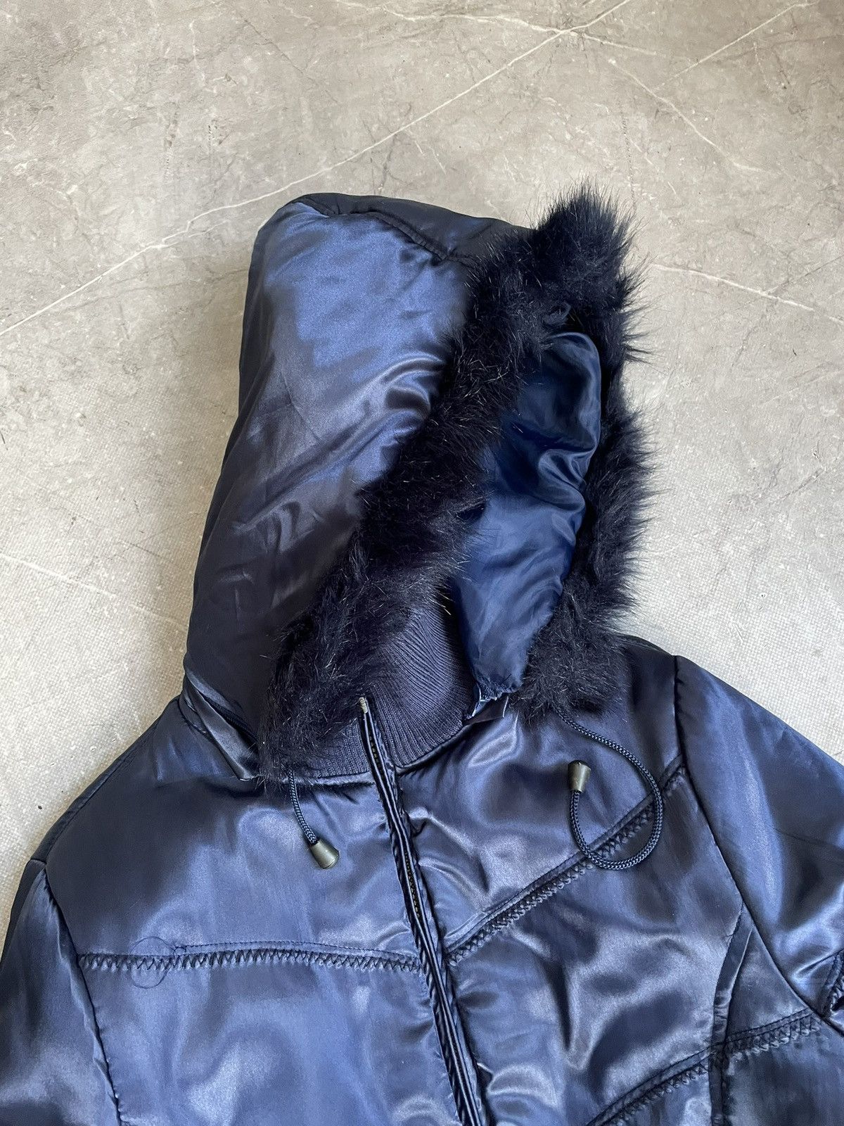 Le Grande Bleu (L.G.B.) Hype rick owens style fur hood bomber jacket archive 2000s Size US S / EU 44-46 / 1 - 6 Thumbnail