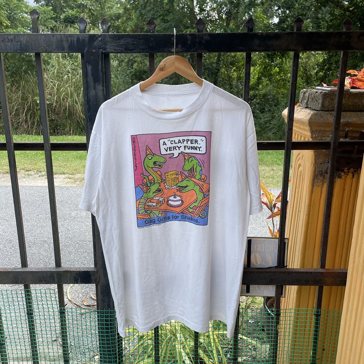 Vintage 🔥Vintage 90s Gag Gift For Snakes Art Distress Tee Size US XL / EU 56 / 4 - 1 Thumbnail
