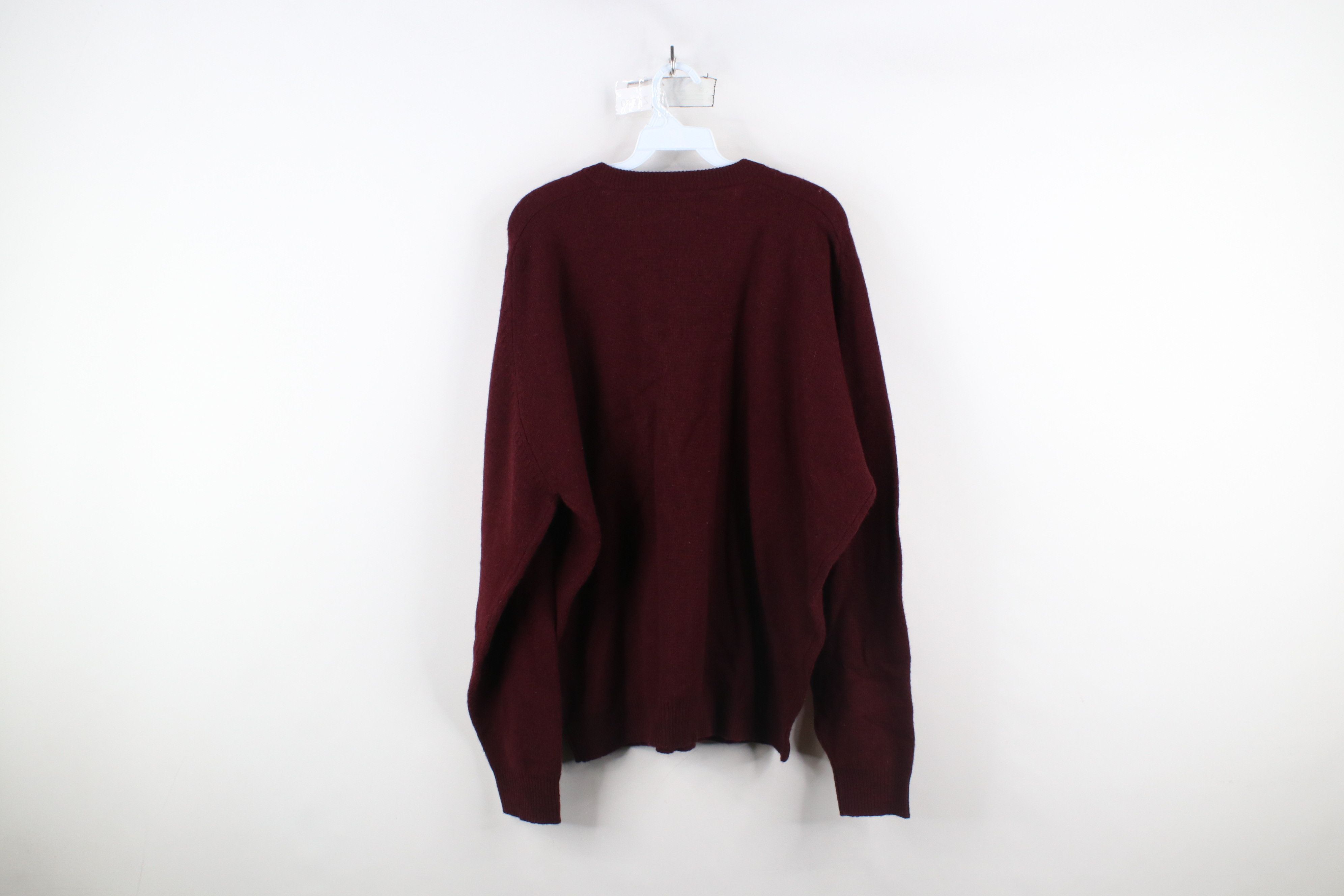 Vintage Vintage 90s Streetwear Lambswool V-Neck Sweater Burgundy Size US XXL / EU 58 / 5 - 6 Thumbnail
