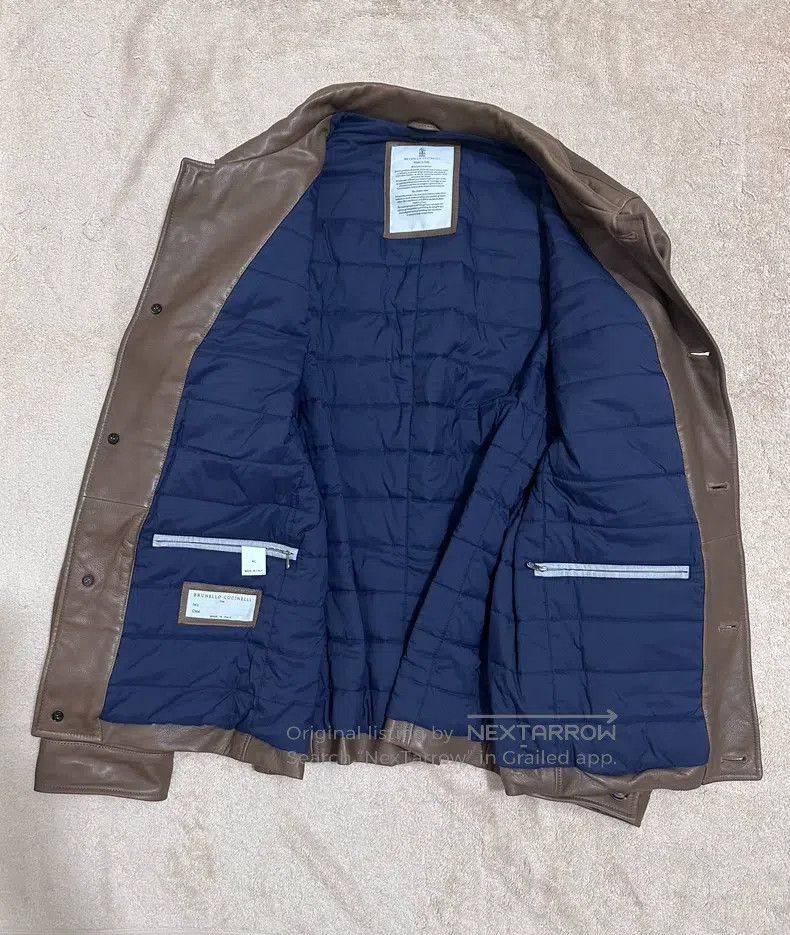 Brunello Cucinelli Brunello Cucinelli Leather Jacket with Thin Cotton Lining Size US XL / EU 56 / 4 - 2 Thumbnail
