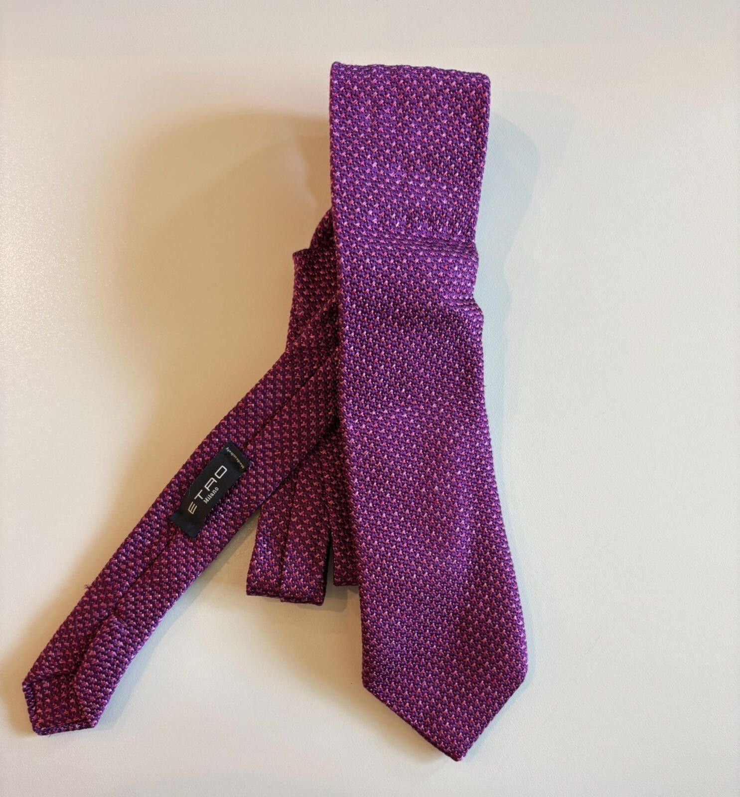 Etro Etro Milano Silk Tie Purple Textured Woven Made in Italy Size ONE SIZE - 2 Thumbnail