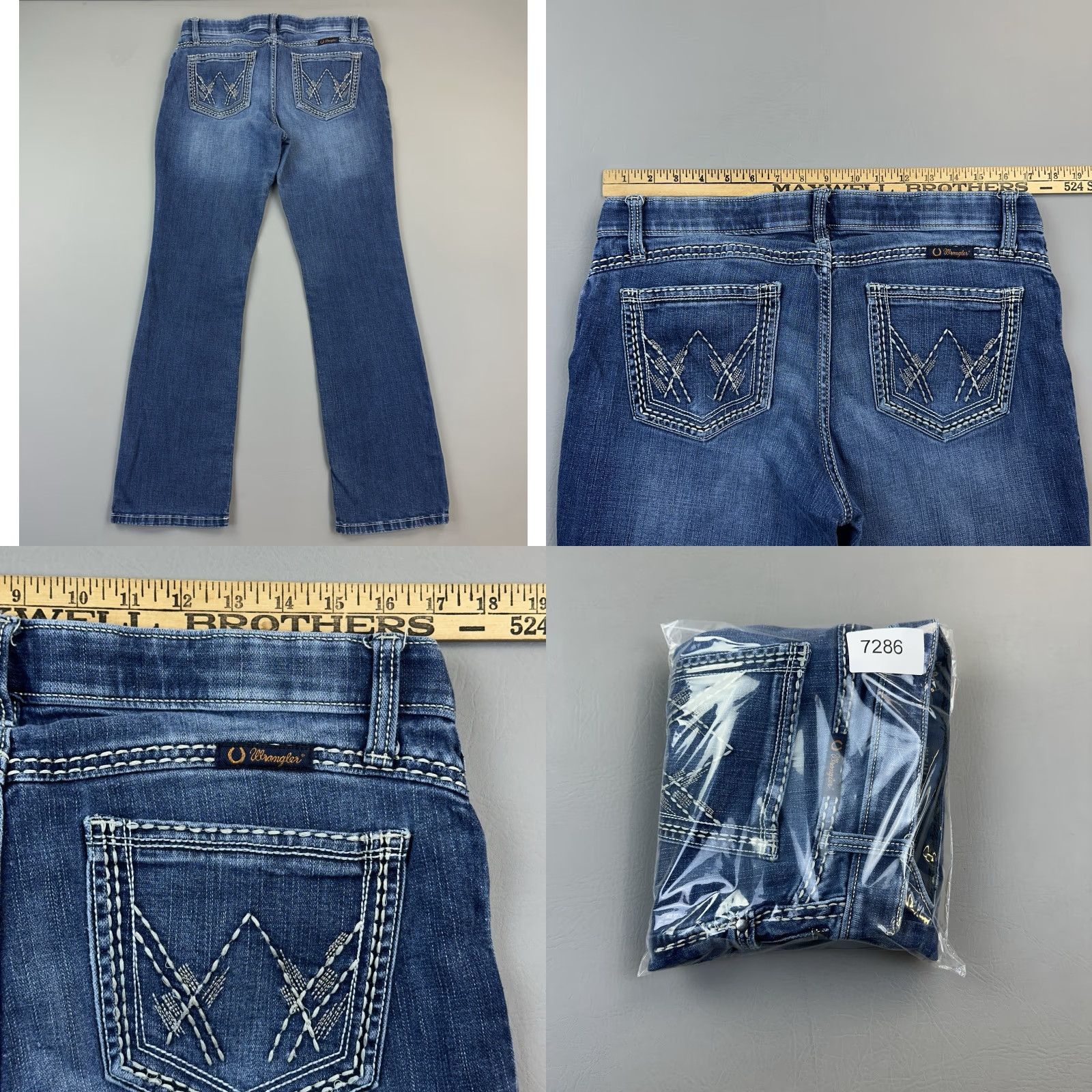 Wrangler Wrangler Jeans Women’s 13x34 34x33 Dark Wash Shilow Bootcut Cowgirl Stretch Jeans Women’s Casual Cowboy USA 5-Pocket Design Mens? Size 34" / US 12 / IT 48 - 9 Thumbnail