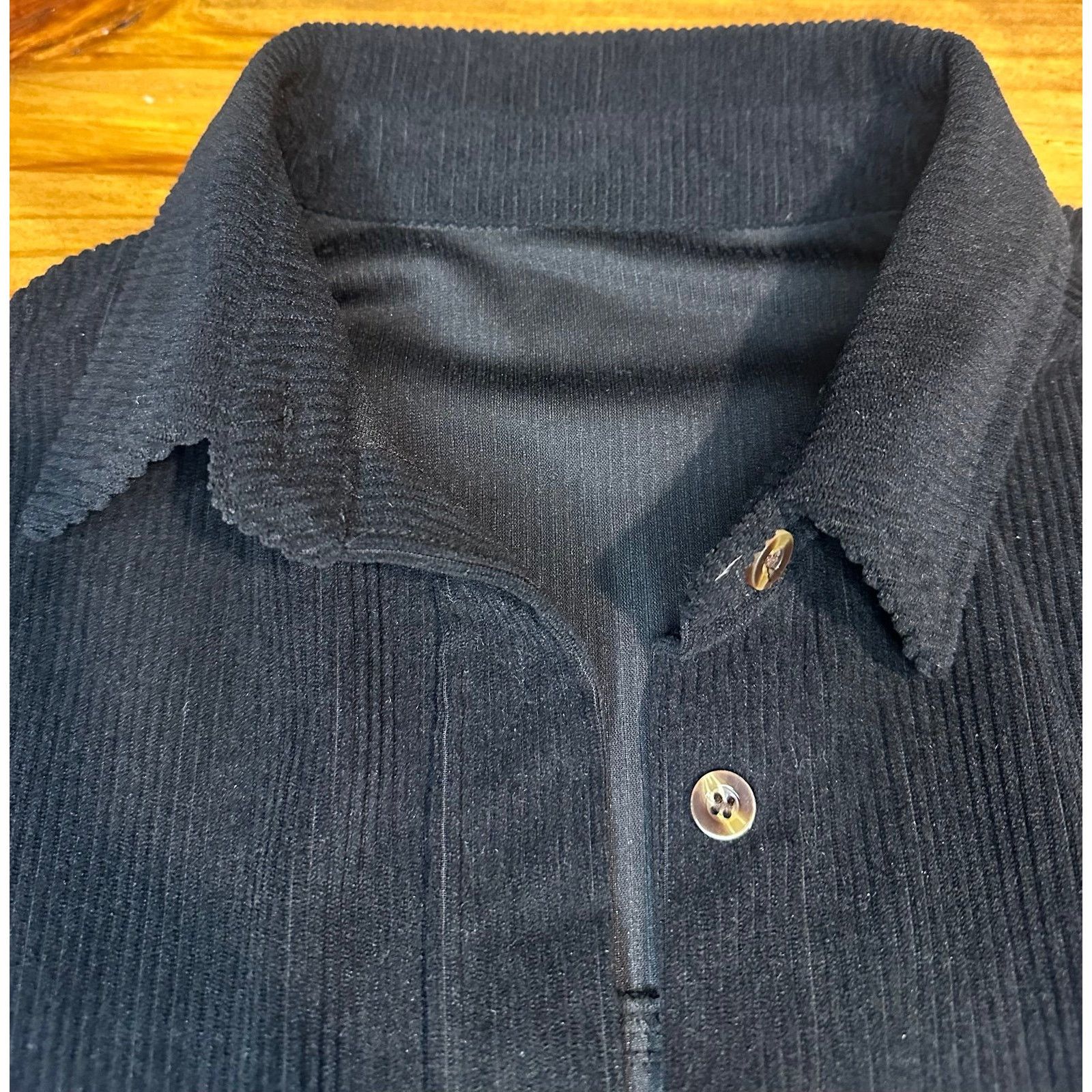 Other Women Black Ribbed Henley Long Sleeve Top | Size Medium#0108 Size M / US 6-8 / IT 42-44 - 1 Thumbnail