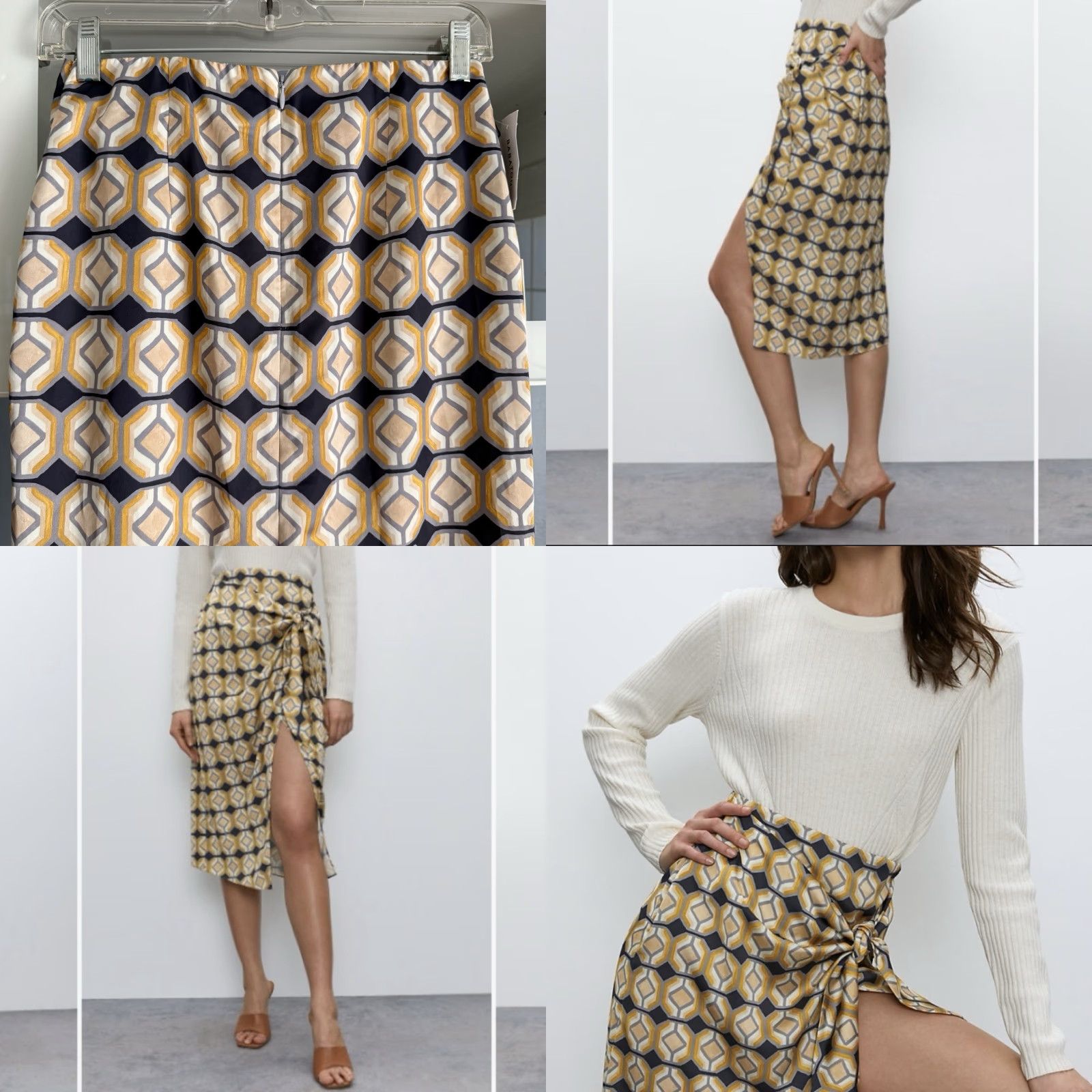 Aritzia Aritzia Babaton Bello Sarong Style Midi Skirt Mustard/Pure Indigo Size 4) Size 27" / US 4 / IT 40 - 8 Thumbnail