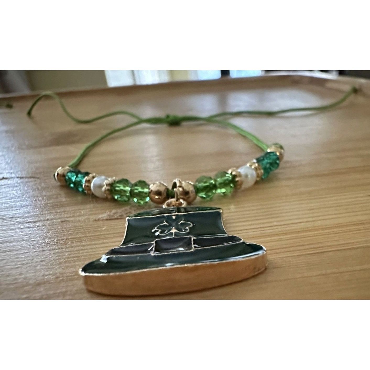 Handmade St Patricks Day Knotted String Beaded Bracelet Anklet Leprec Size ONE SIZE - 8 Thumbnail