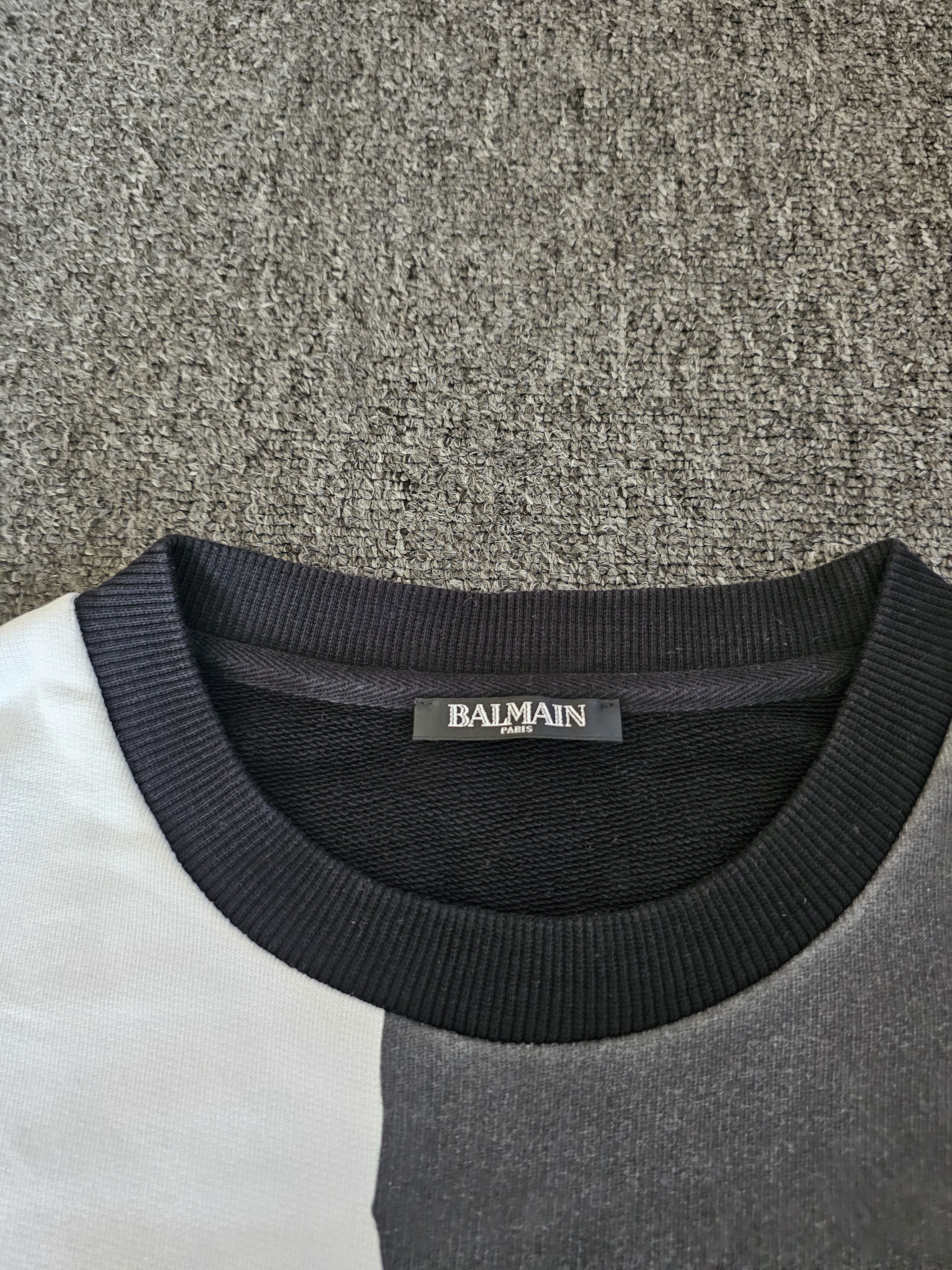 Balmain Balmain Men's Black and White Oversize Sweatshirt Size M Size US M / EU 48-50 / 2 - 3 Thumbnail