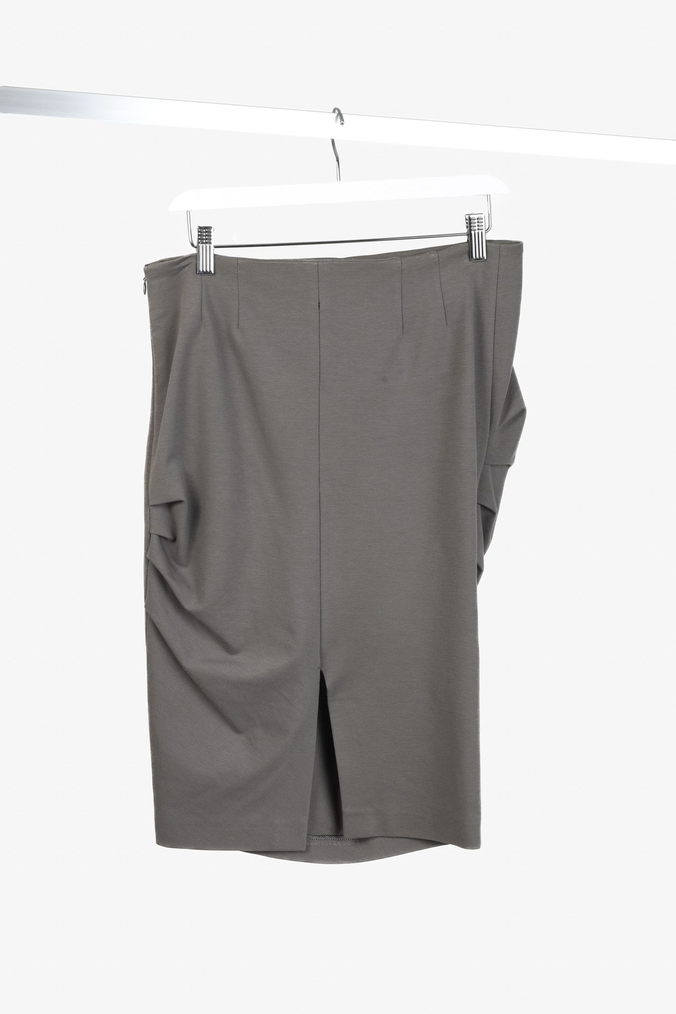 Brunello Cucinelli Brunello Cucinelli Grey Ruched Stretch Skirt Size 31" - 2 Thumbnail