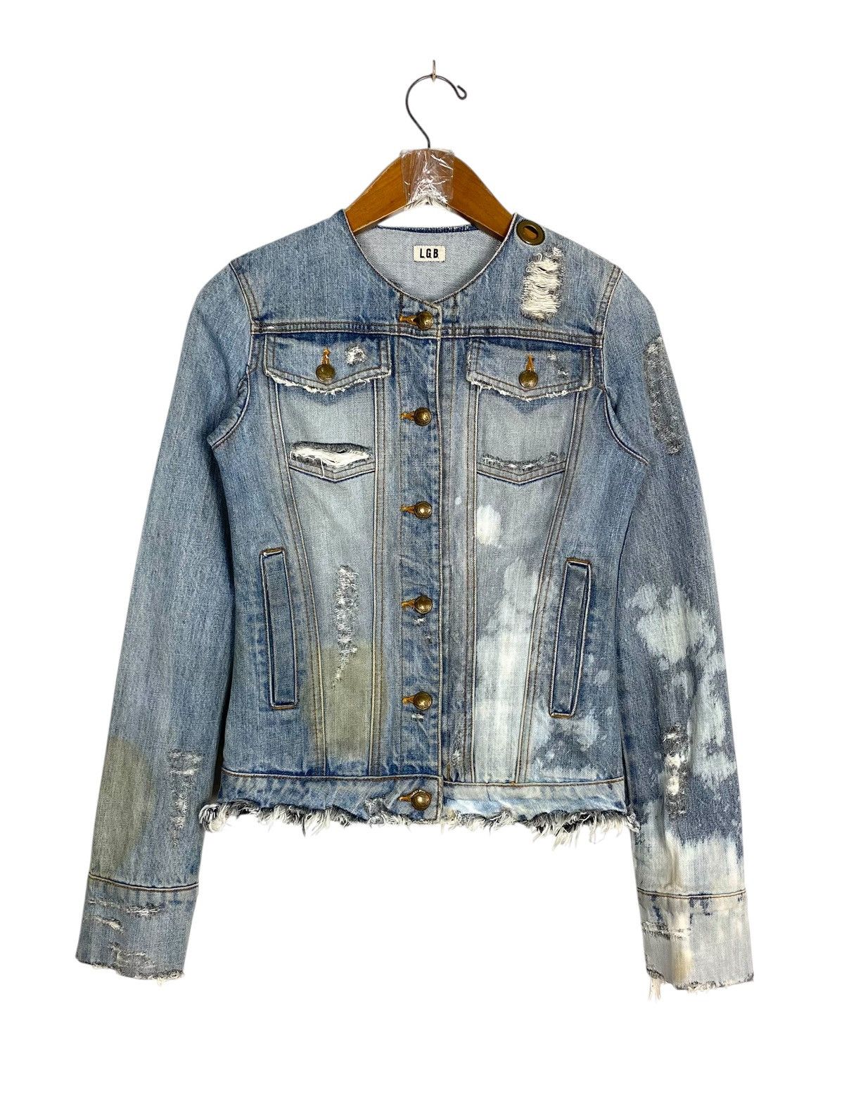 Le Grande Bleu (L.G.B.) Le Grand Bleu (LGB) Bleach Distressed Denim Jacket in Japan Size XS / US 0-2 / IT 36-38 - 1 Thumbnail