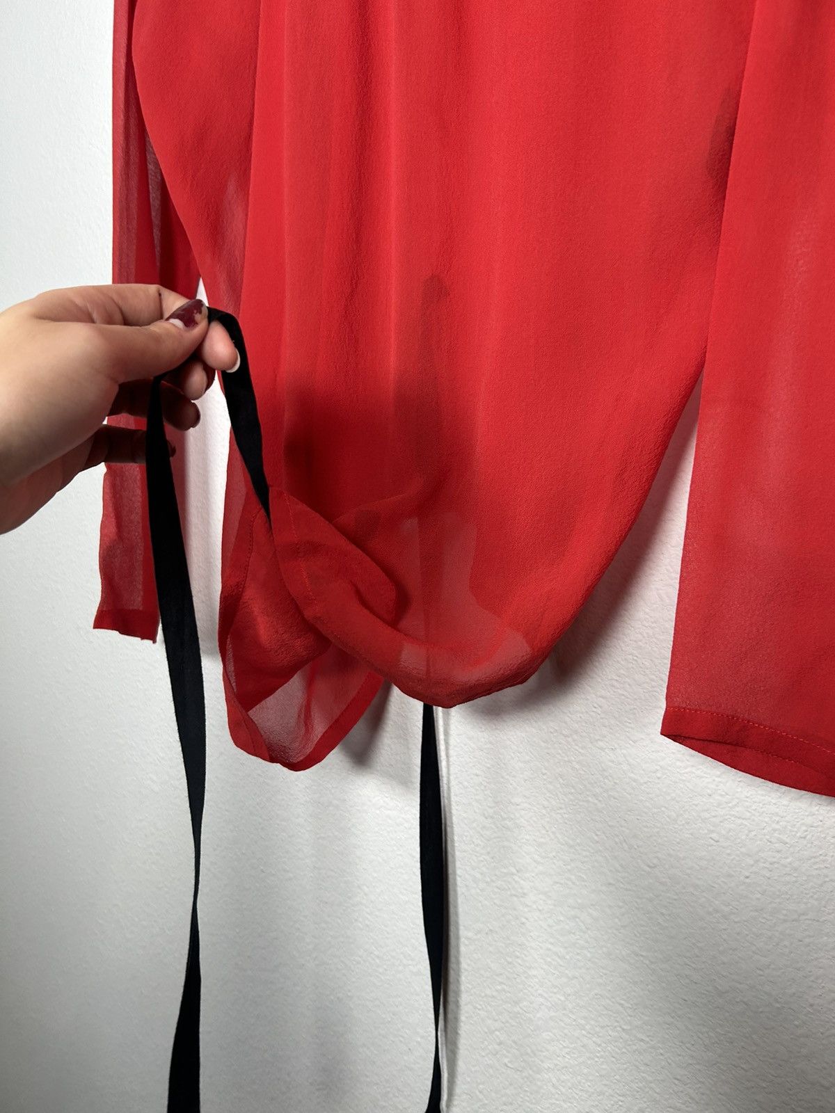 Ann Demeulemeester 00’s Sheer Tassel Long sleeve Blouse Size M / US 6-8 / IT 42-44 - 5 Thumbnail