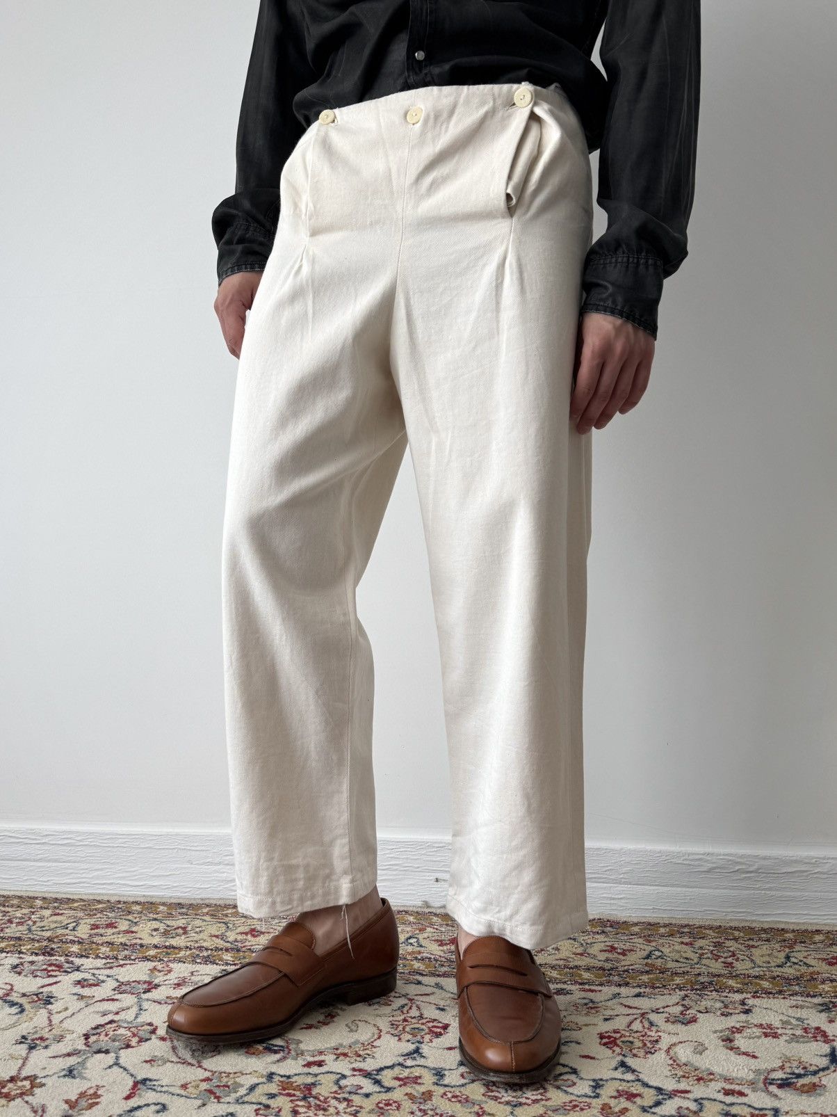 Japanese Brand ≈1960s Vintage European Workwear Front Flap Cropped Trousers Size US 34 / EU 50 - 1 Thumbnail