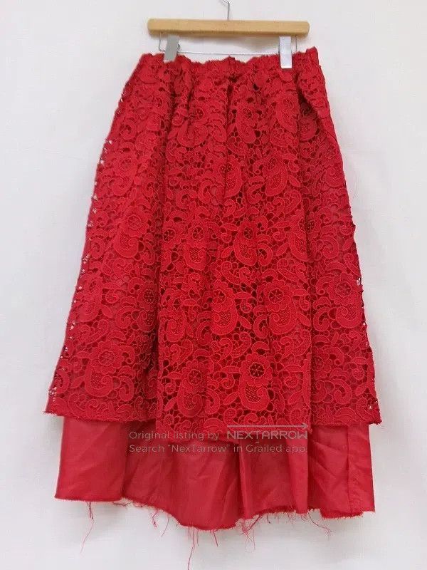 Comme des Garcons Comme Des Garcons size S Red vintage patterned skirt Size 23" - 2 Thumbnail