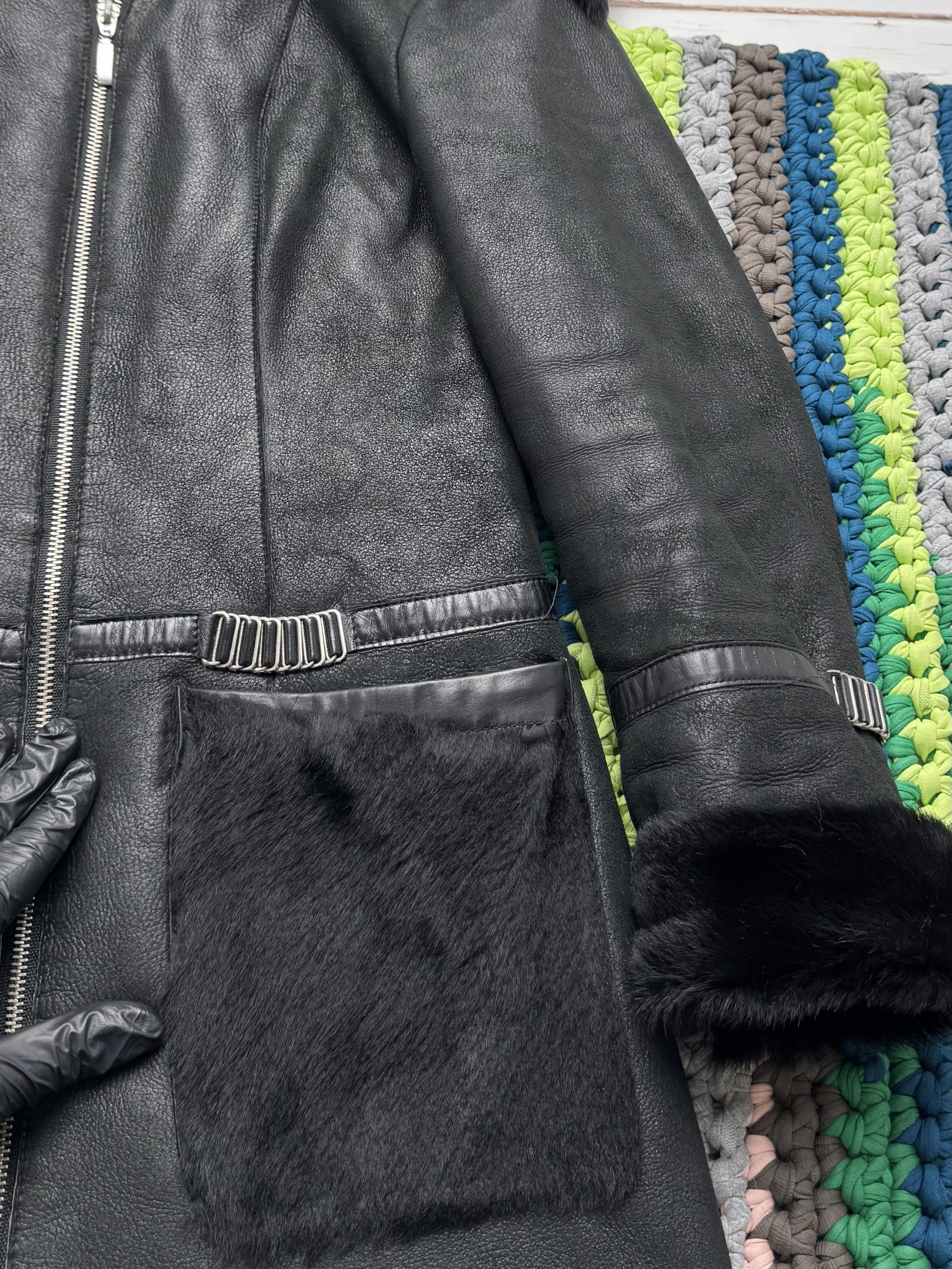 Vintage Vintage Black Sheepskin Leather Coat Long Zip Size S / US 4 / IT 40 - 9 Thumbnail