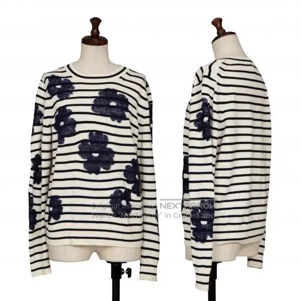Comme des Garcons Comme des Garcons Navy vintage striped floral knit top Size S / US 4 / IT 40 - 1 Thumbnail
