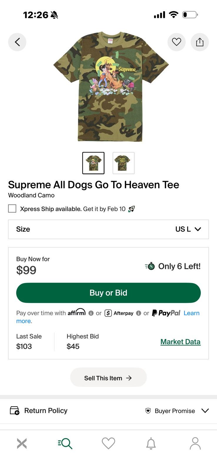 Supreme All dogs go to heaven tee Size US L / EU 52-54 / 3 - 4 Thumbnail