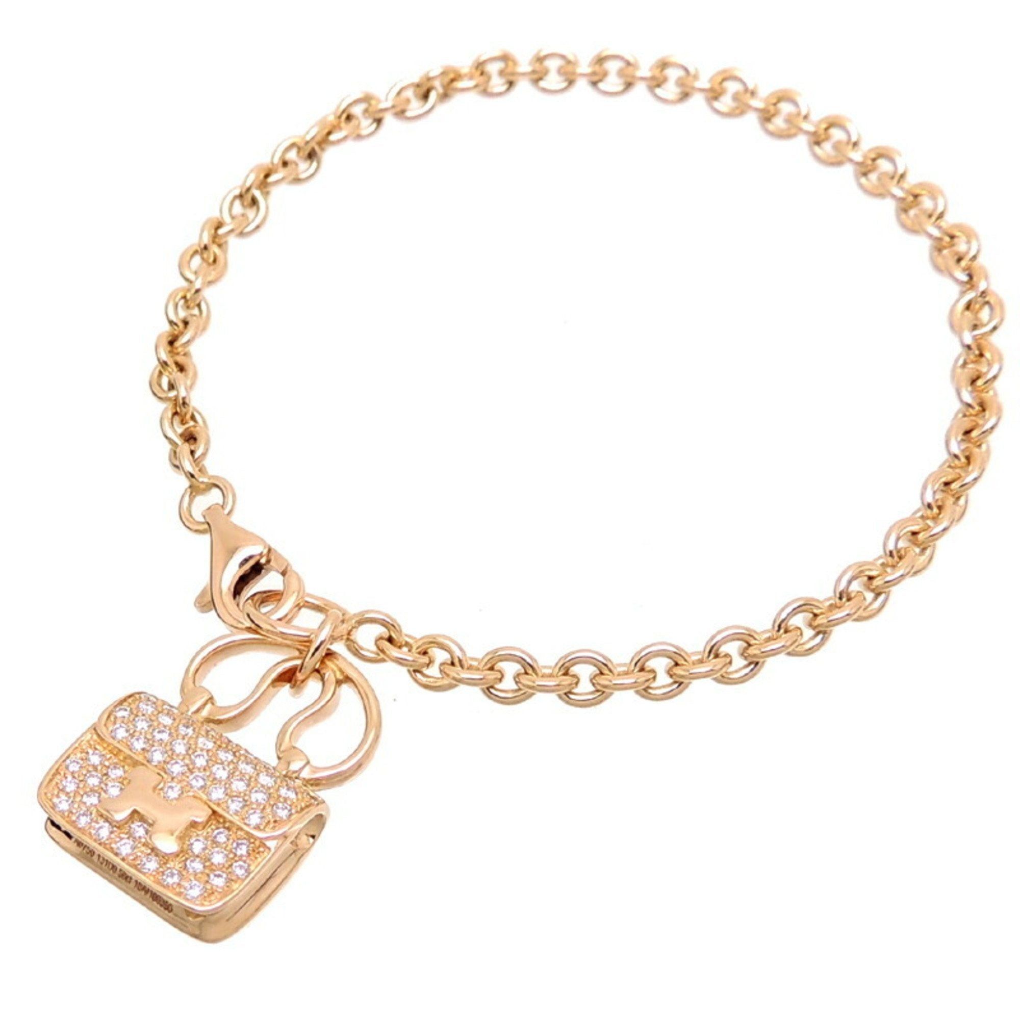 image of Hermes Small Model Constance Amulet Women's Bracelet H110067B 750 Pink Gold in Black