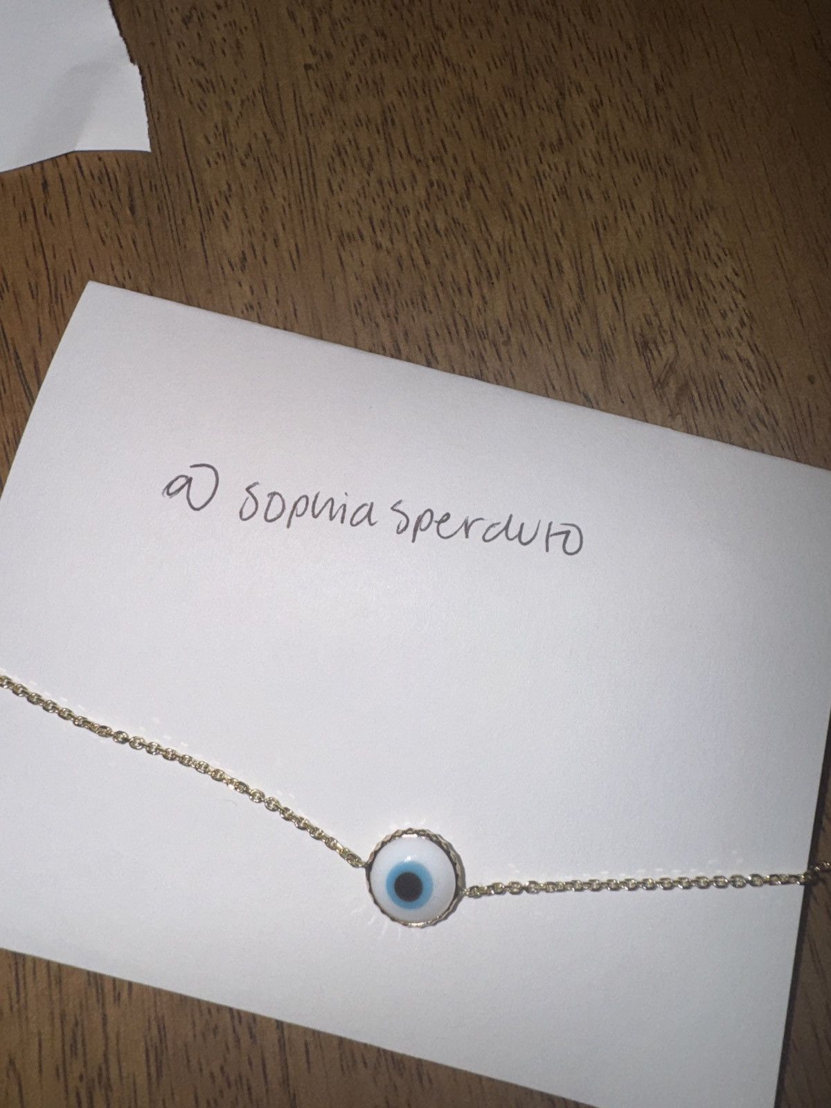 14k gold white evil eye bracelet