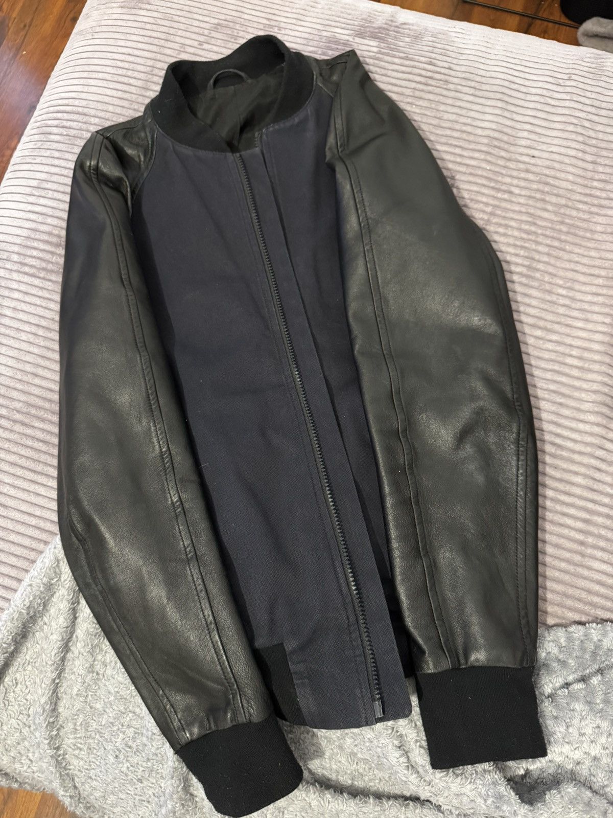 AMI AMI Paris Lamb Leather Sleeves Bomber Jacket Like SLP Navy S Size US S / EU 44-46 / 1 - 10 Thumbnail