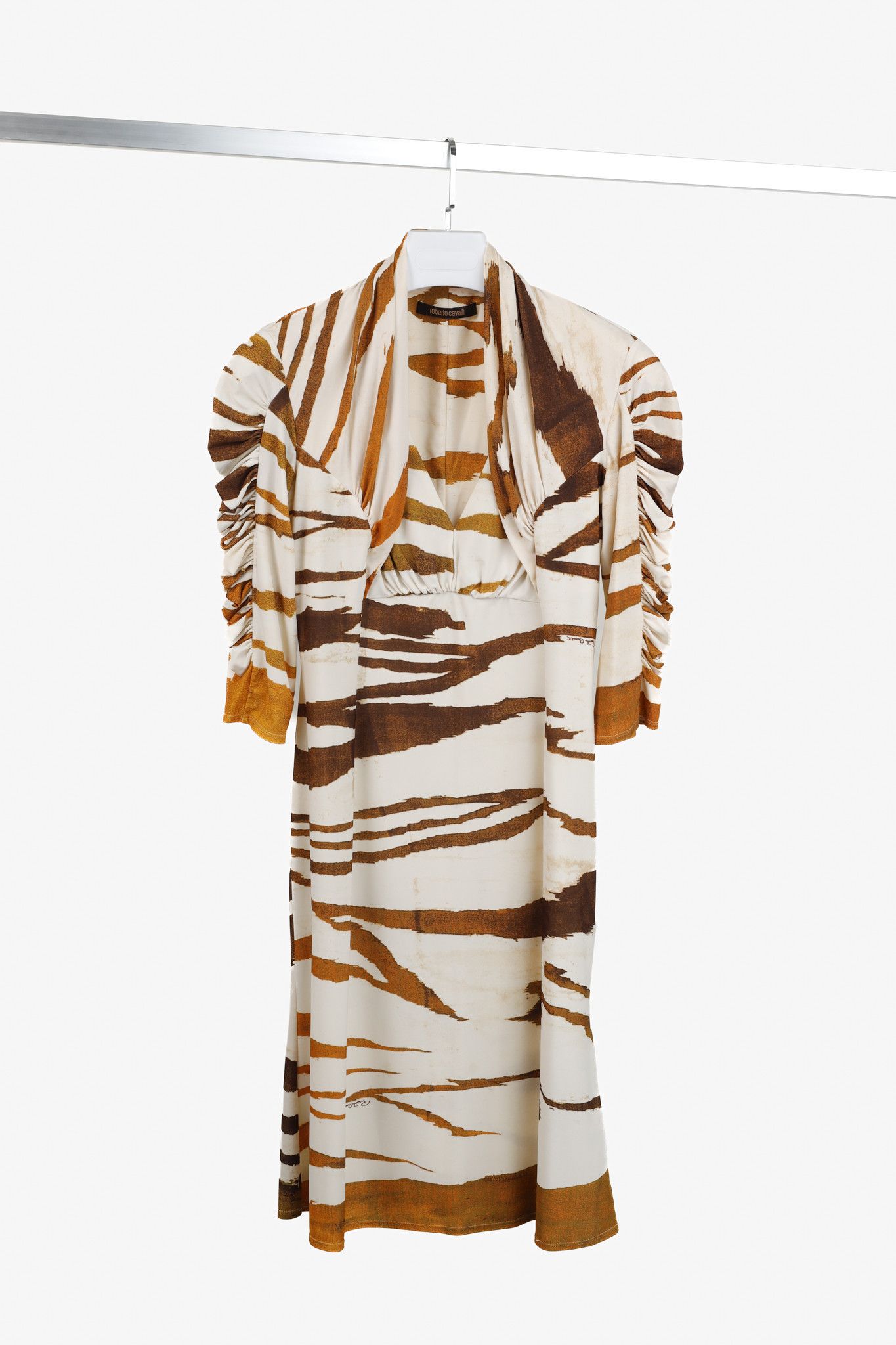Roberto Cavalli Roberto Cavalli Brown Yellow Animal Print 40s Style Dress Size L / US 10 / IT 46 - 1 Thumbnail
