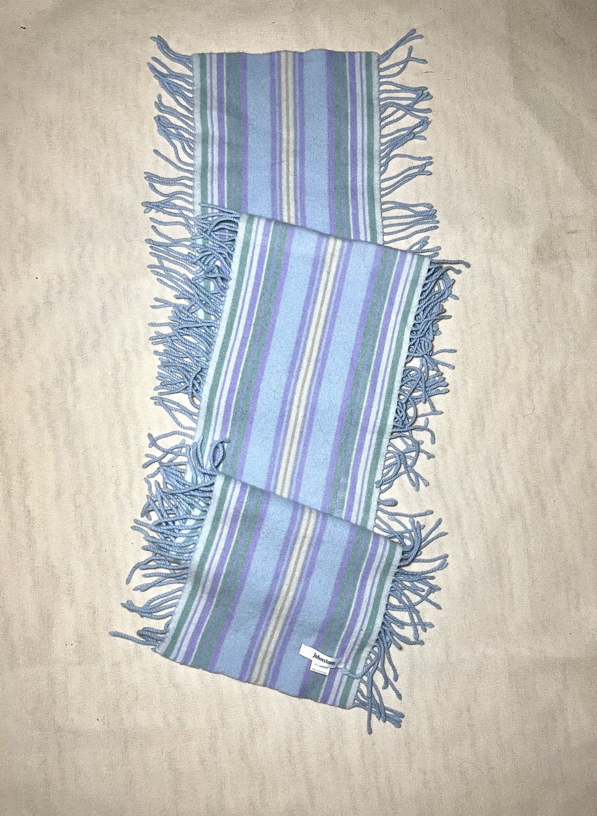 Johnstons Of Elgin Johnstons stripped blue wool scarf Size ONE SIZE - 5 Thumbnail
