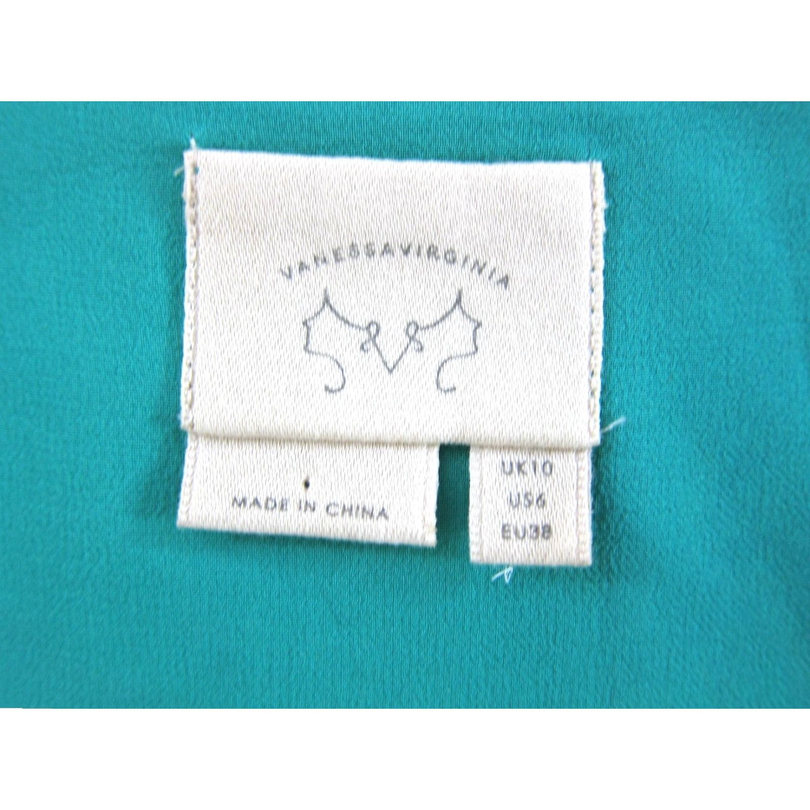 Vintage Vanessa Virginia Blouse Long Sleeve Shirt 6 Green Sheer Bird 100% Silk Classic Womens Size M / US 6-8 / IT 42-44 - 3 Thumbnail