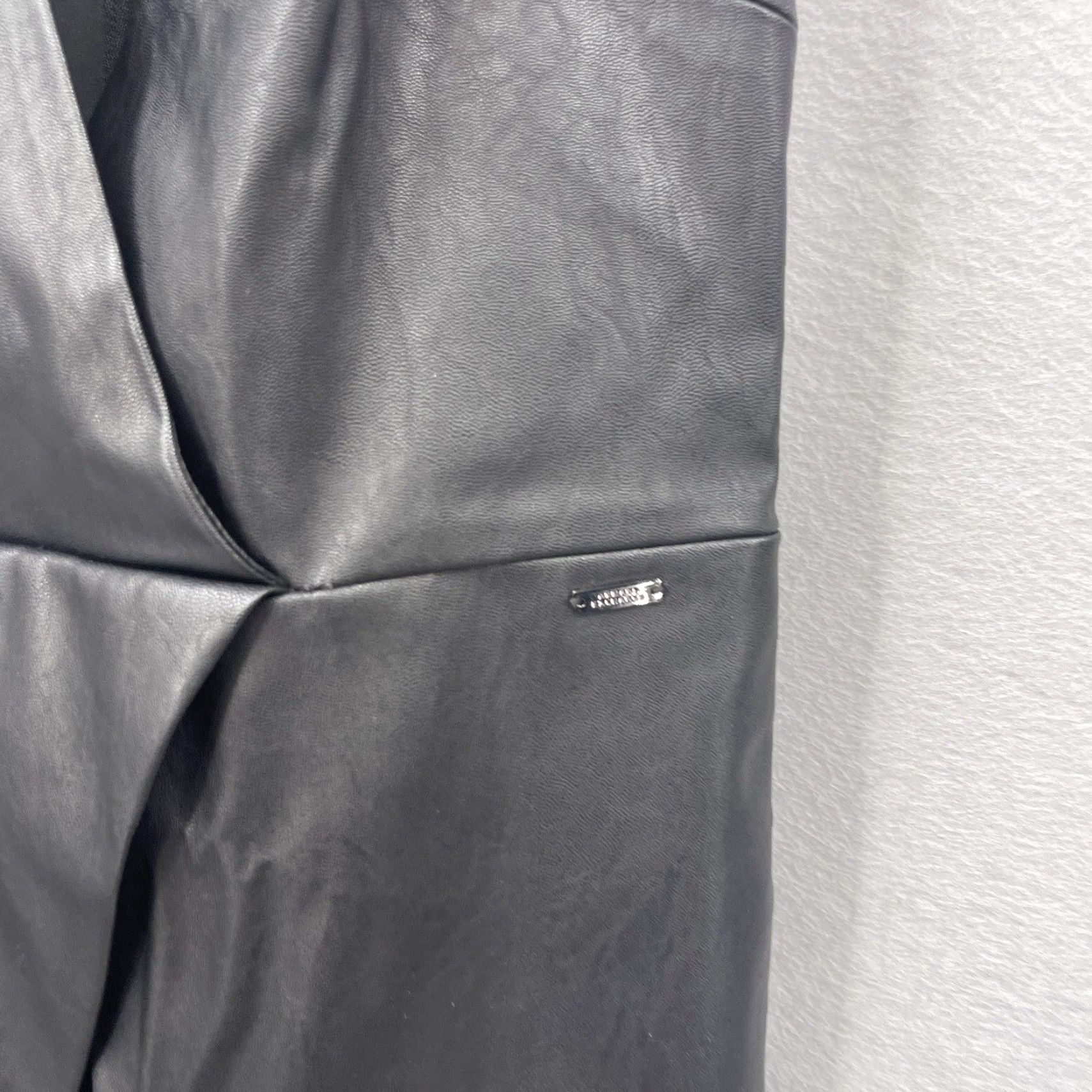 Armani Exchange Armani Exchange V-Neck Mini Dress Womens 0 Leather Black 2000s Active Wear? Size XS / US 0-2 / IT 36-38 - 6 Thumbnail