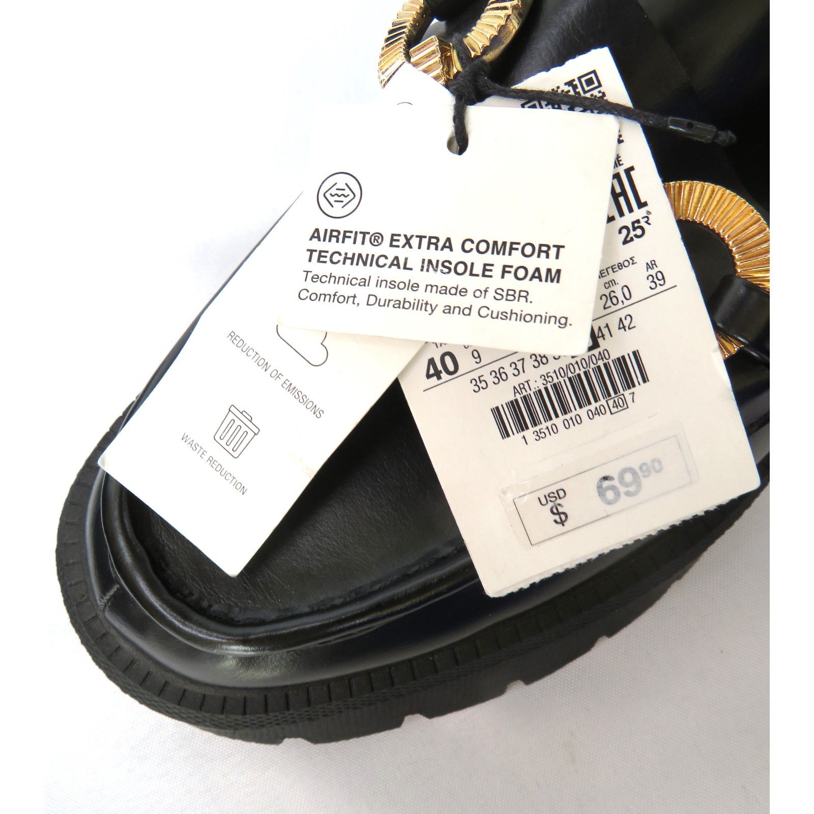 Zara ZARA Women Black Chunky Lug Sole Loafers w/ Gold Ring Size US 9 / IT 39 - 9 Thumbnail
