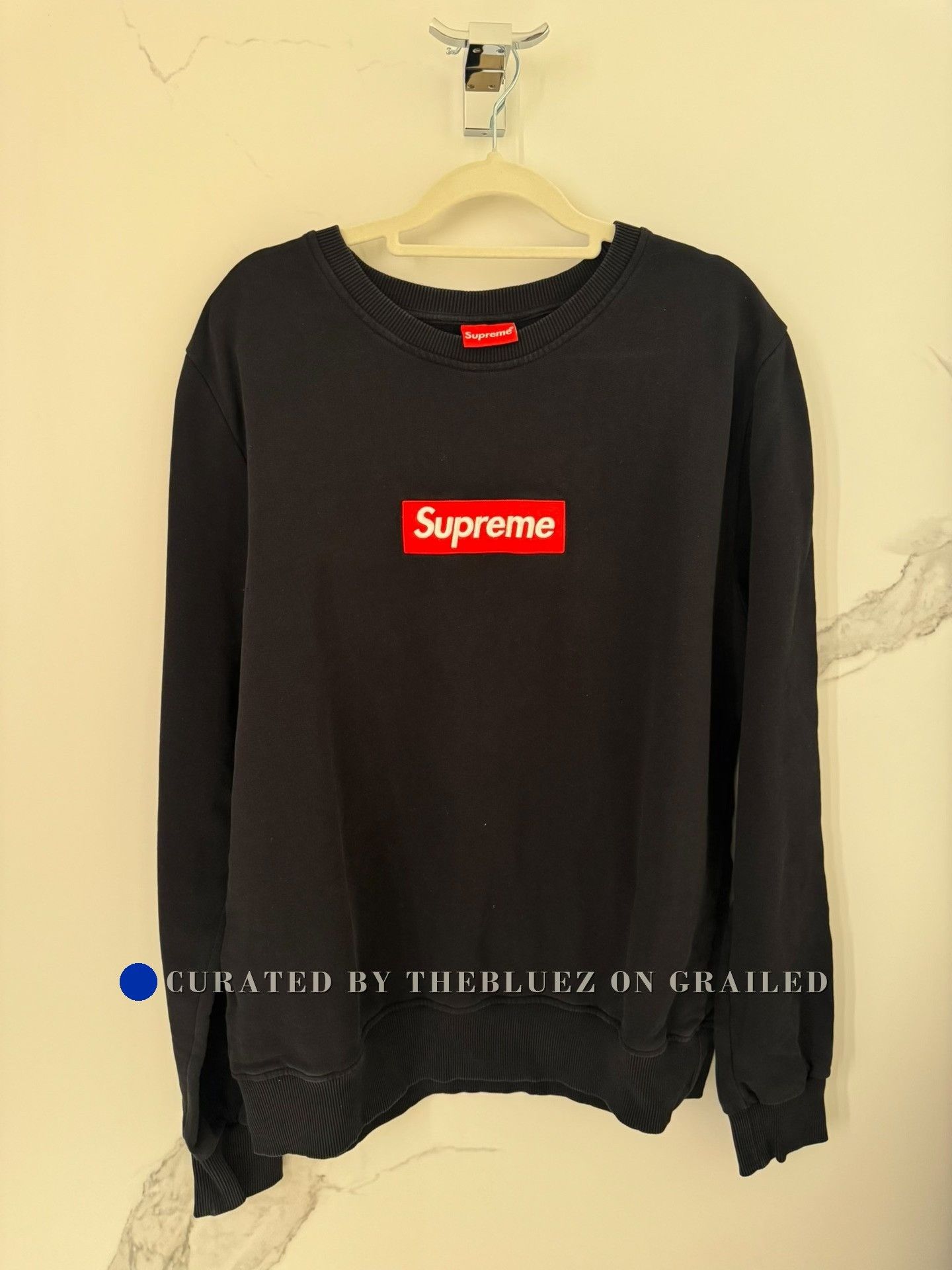 Supreme XL Supreme Washed Box Logo Crewneck black hoodie