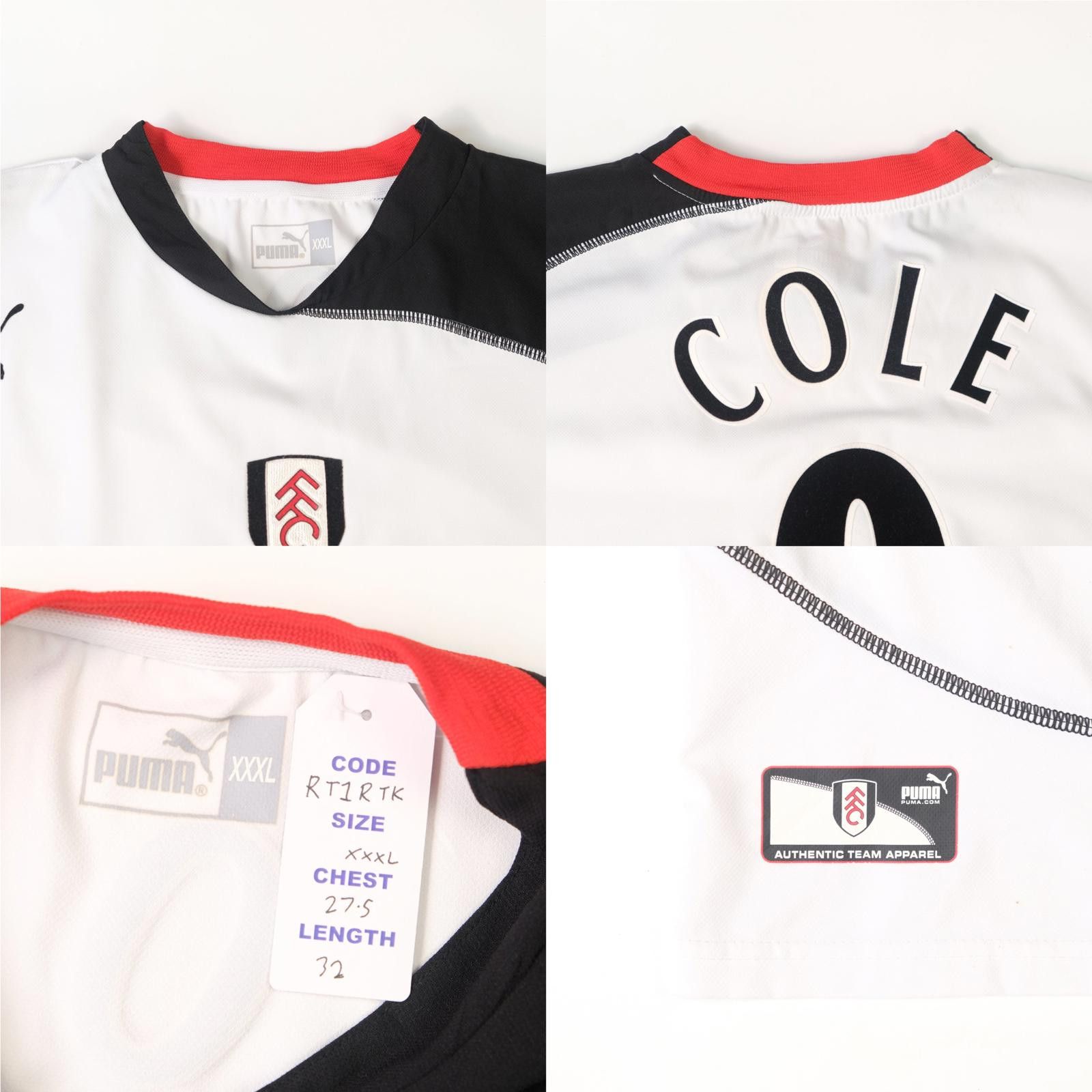 Puma 2003/04 Fulham Home Football Shirt Puma Cole (XXXL) Size US XXL / EU 58 / 5 - 5 Thumbnail
