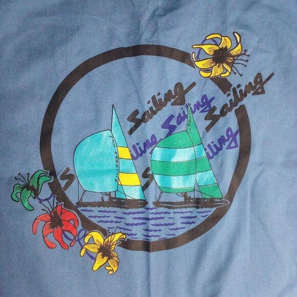 Vintage Vintage Sailing Boats Flowers V-Neck T-Shirt Size US XL / EU 56 / 4 - 1 Thumbnail