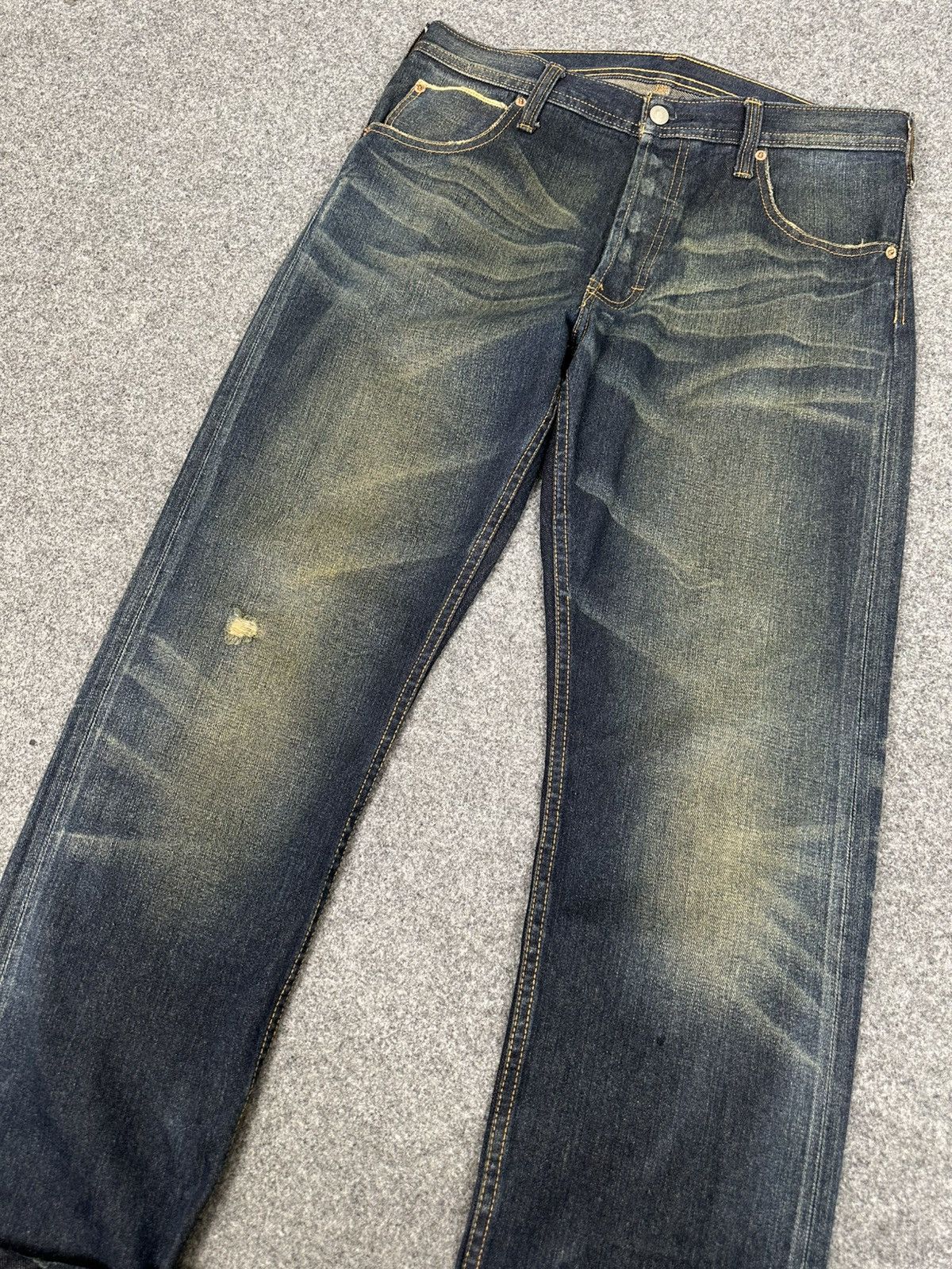 Levi's × Vintage Levi’s- Vintage 501 Buckley Back Indigo Big E Selvedge Jeans Size US 32 / EU 48 - 4 Thumbnail