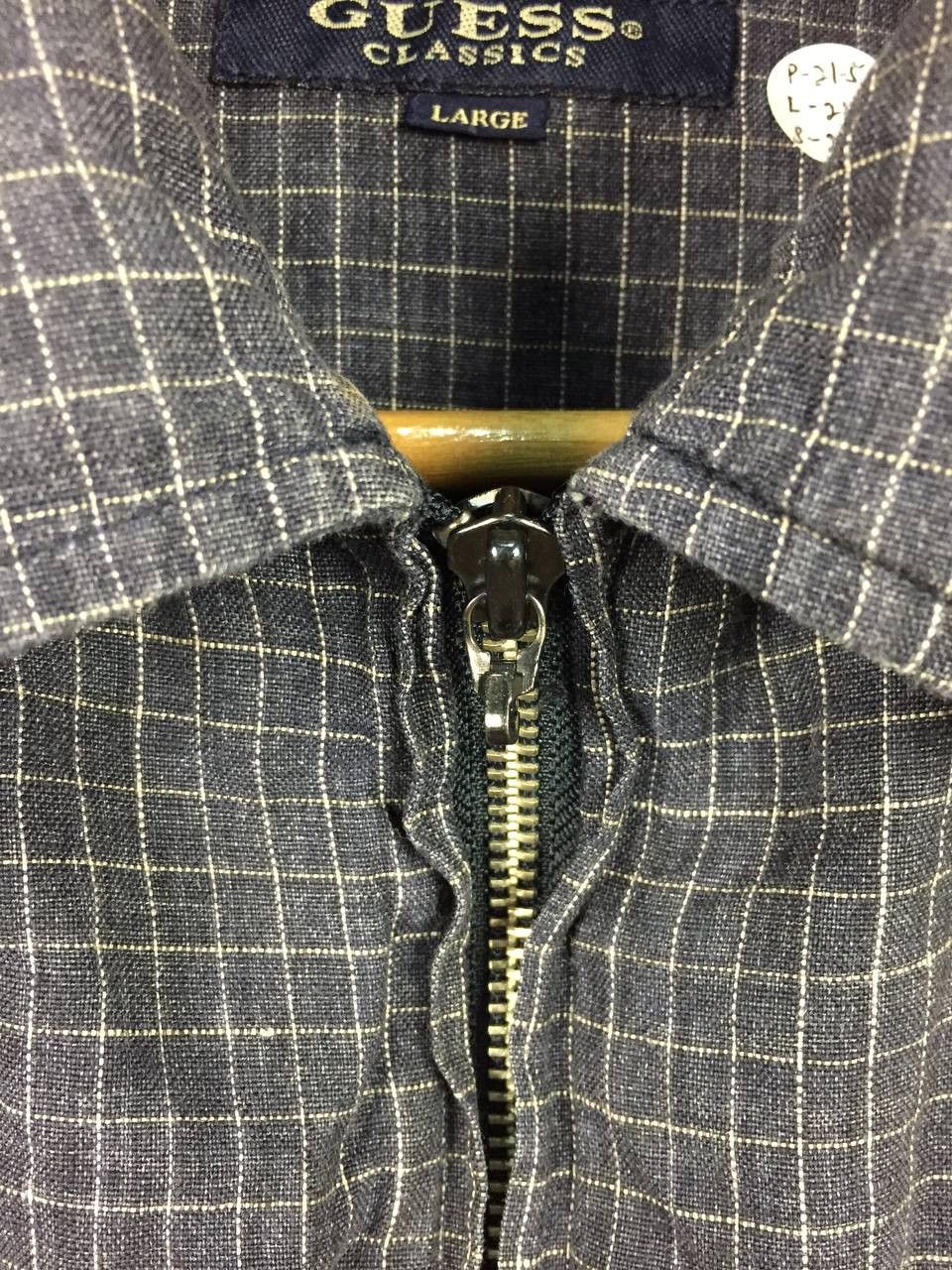 Guess Vtg GUESS Classics Linen Micro-Check Full Zip Shirt Jacket Size US L / EU 52-54 / 3 - 4 Thumbnail
