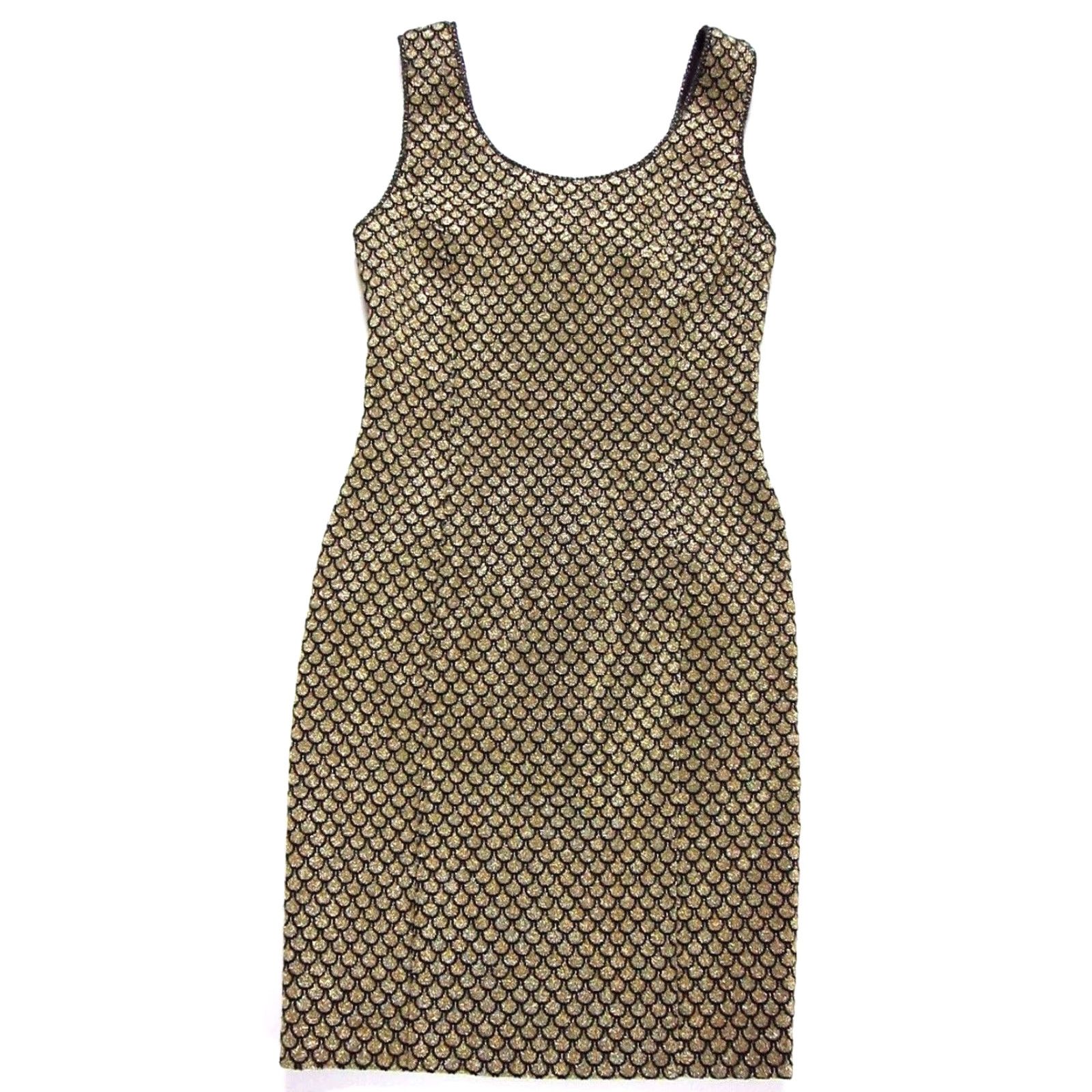 Vintage VINTAGE Adrienne Vittadini Dress Tank Black Gold Sleeveless Cocktail Prom 6 Womens Halloween? Size M / US 6-8 / IT 42-44 - 2 Thumbnail
