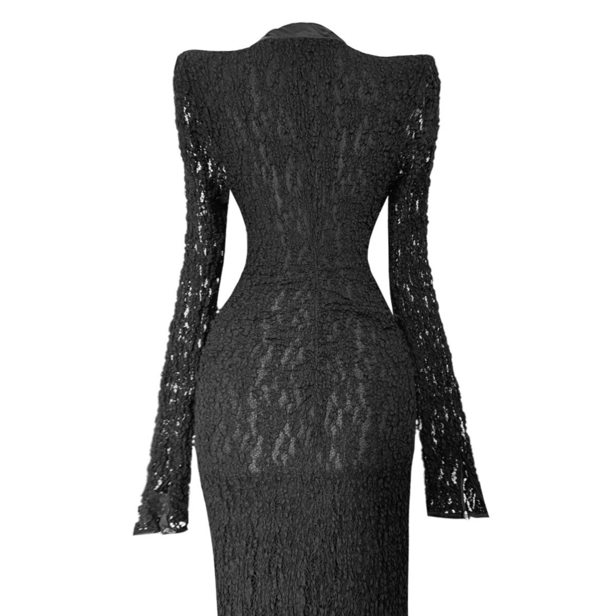 Dolce & Gabbana D&G Dolce & Gabbana black textured lace dress with satin bow Size S / US 4 / IT 40 - 3 Thumbnail