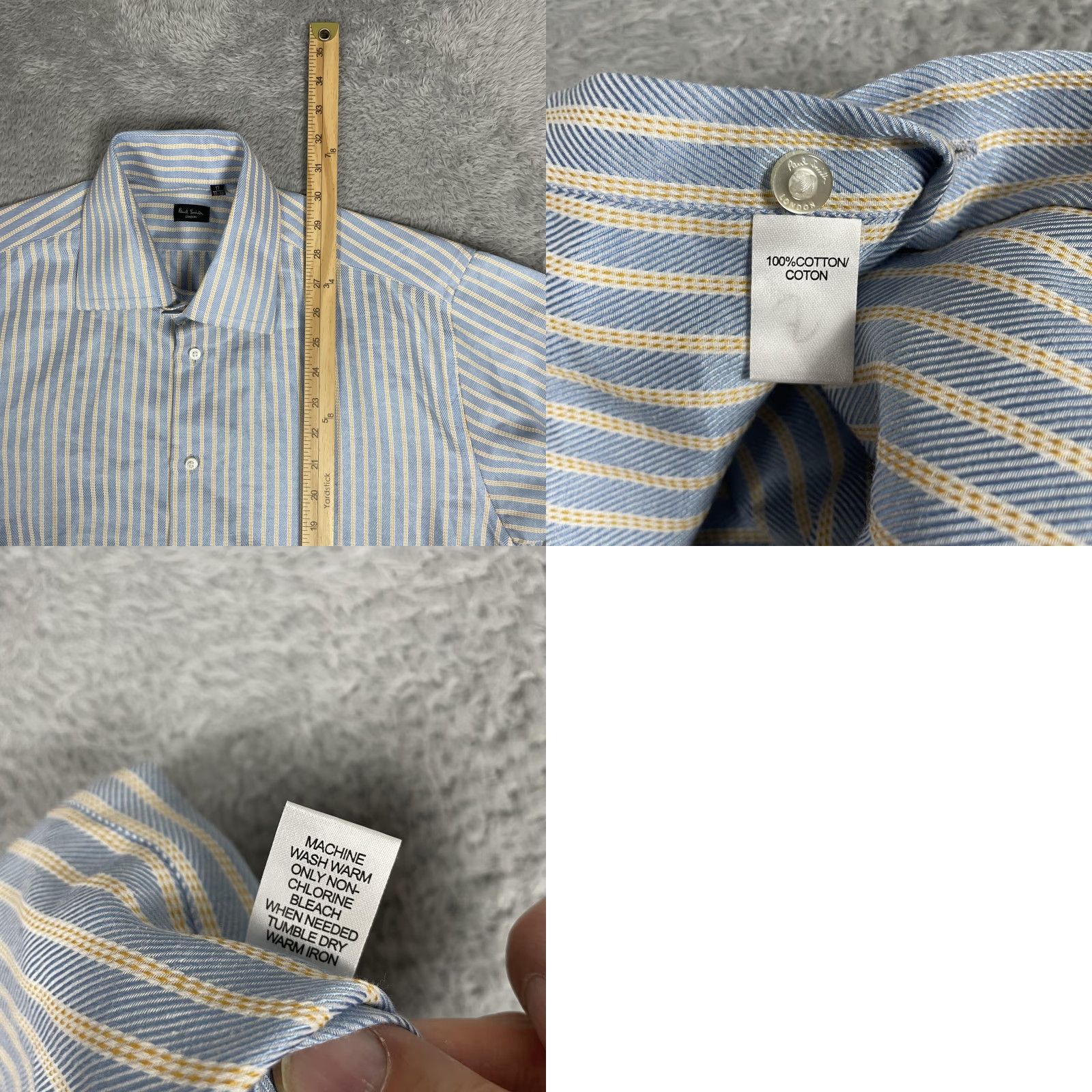 VINTAGE Paul Smith Dress Shirt Mens 17 Long Sleeve Cotton Blue