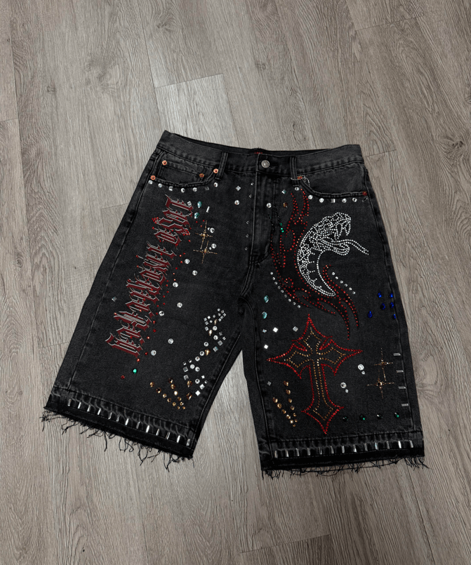 LOST INTRICACY LOST Intricacy Snake Studded Denim Shorts Black Wash Size US 36 / EU 52 - 1 Preview