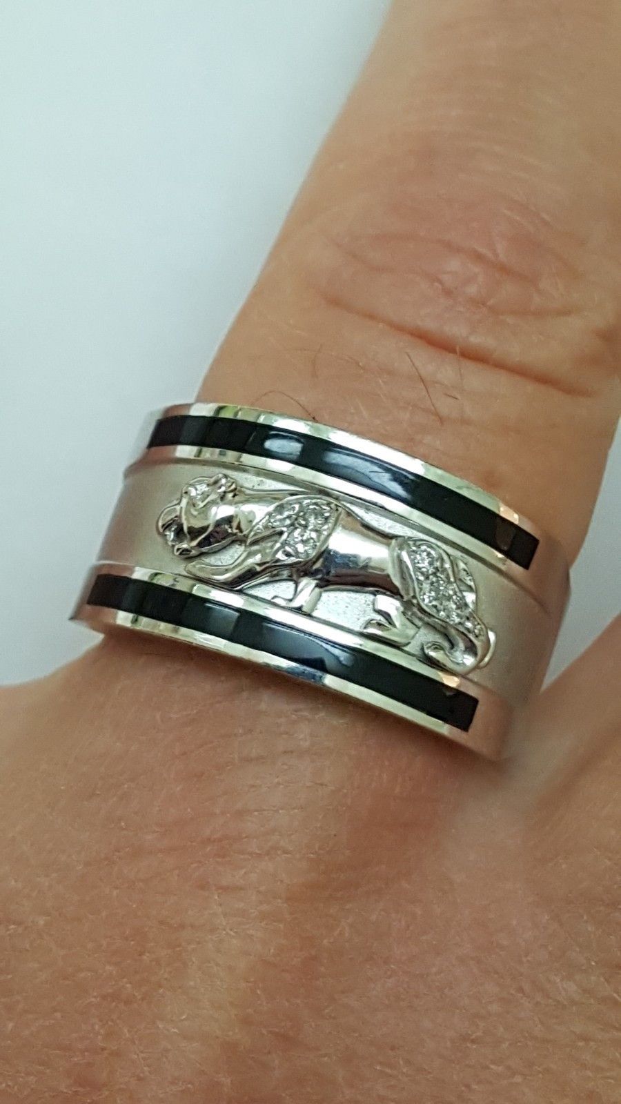 Other Unisex 14k W/ Gold Panther Leopard Cat Enamel Diamond Ring Size ONE SIZE - 1 Thumbnail